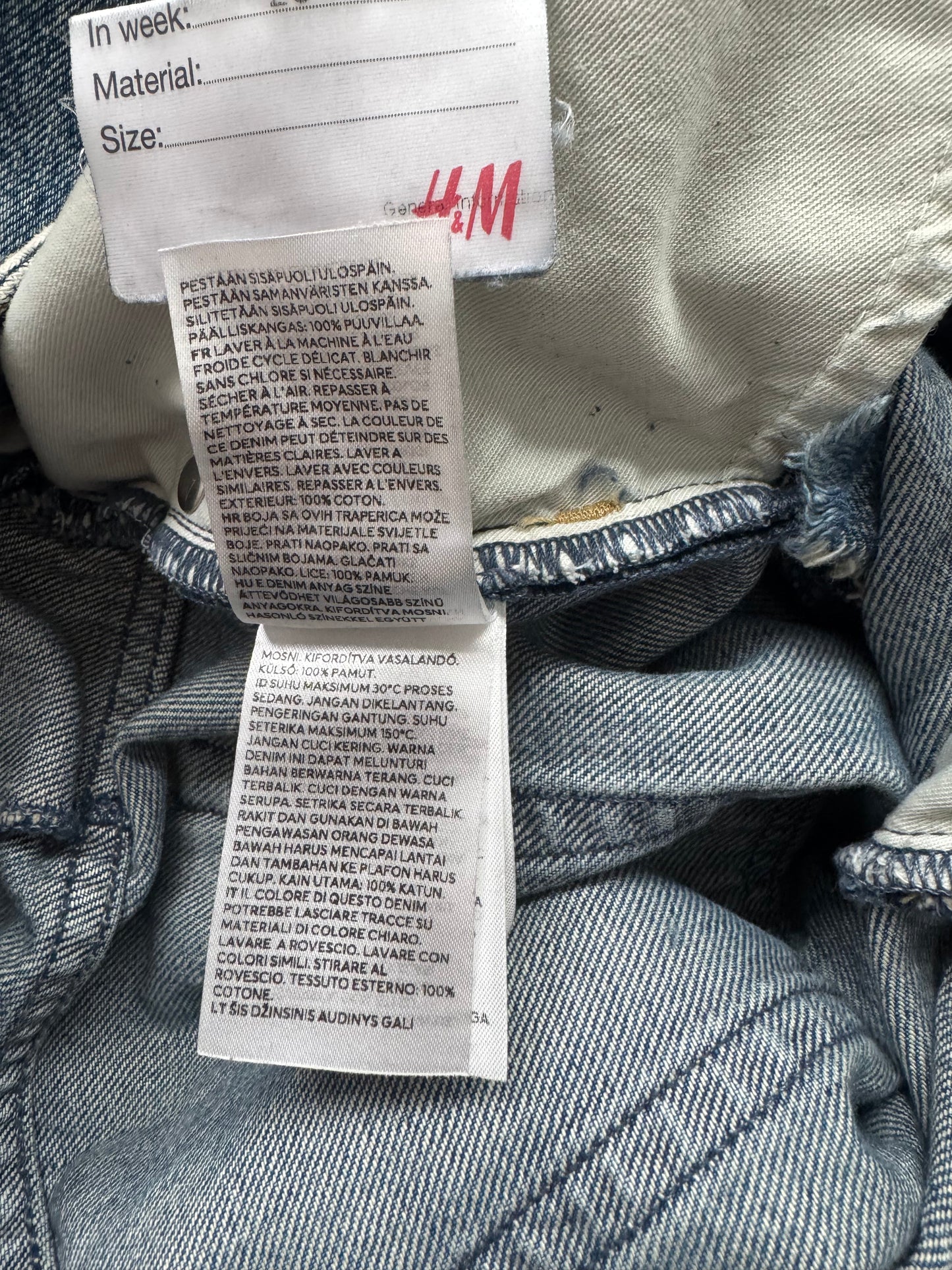 H&M × Jean-Michel Basquiat × Who Decides War Distressed Rhinestone Graphic Denim Jeans