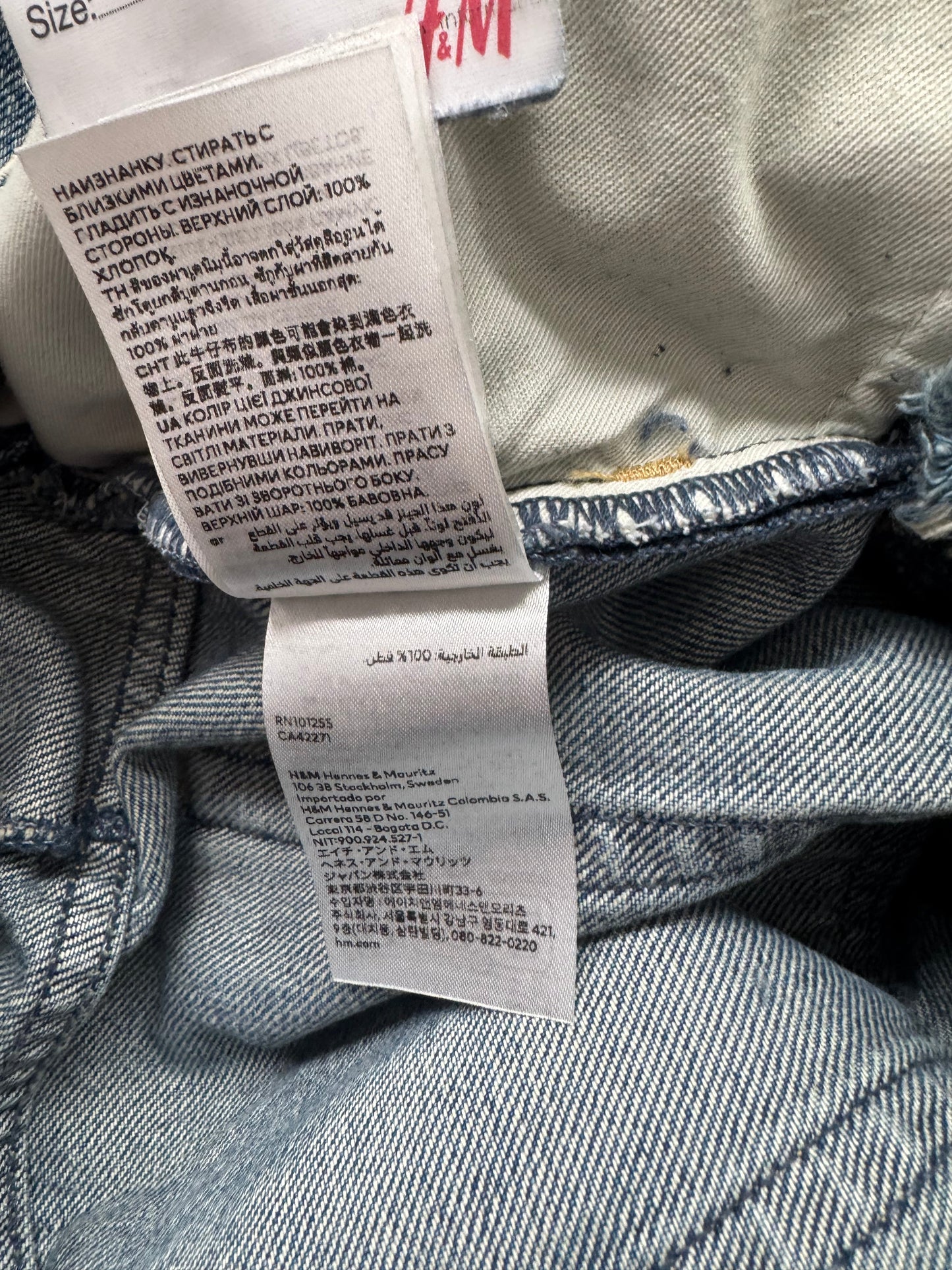 H&M × Jean-Michel Basquiat × Who Decides War Distressed Rhinestone Graphic Denim Jeans