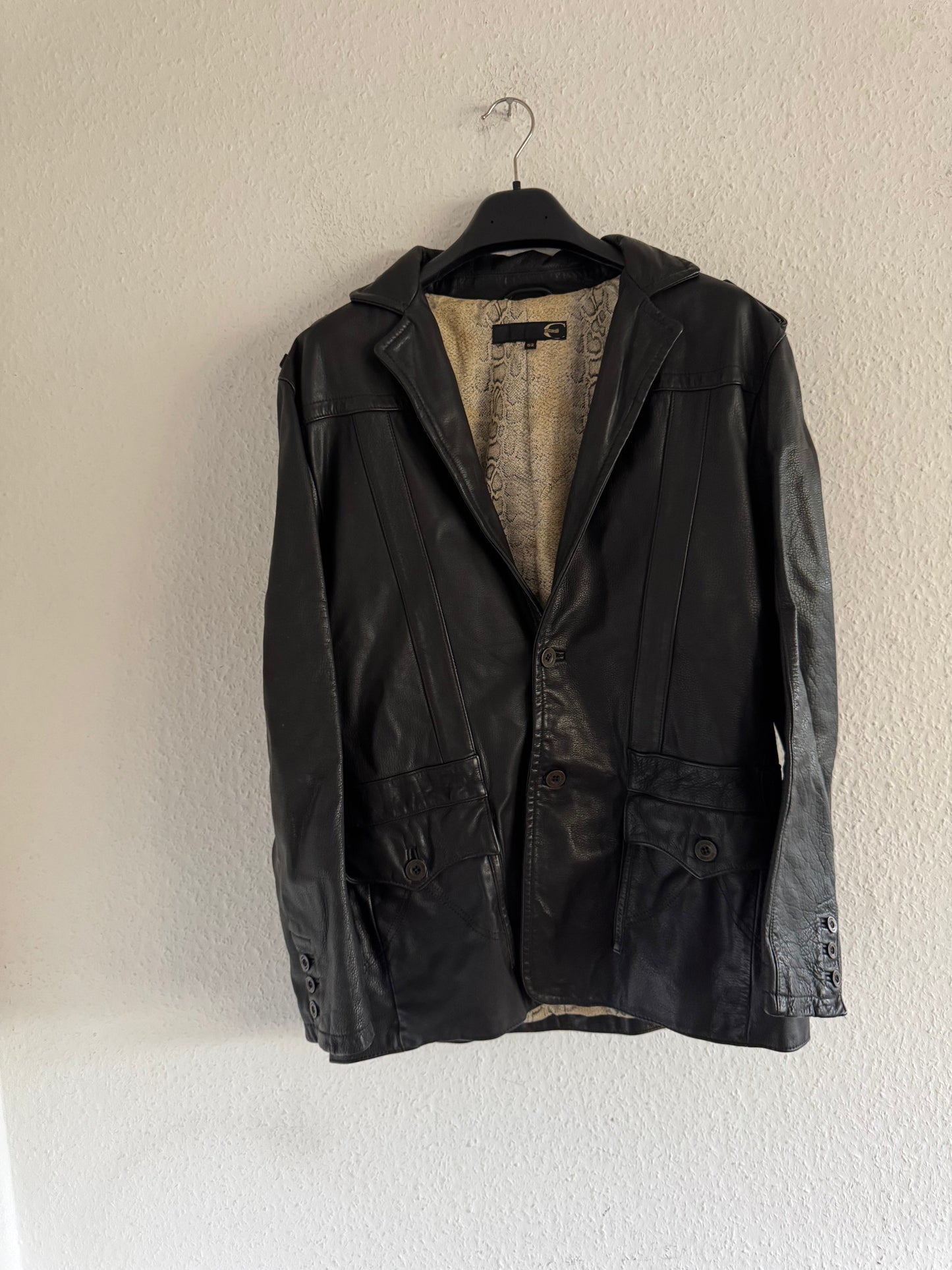 Just Cavalli Leather Blazer Heavyweight Tailored Jacket