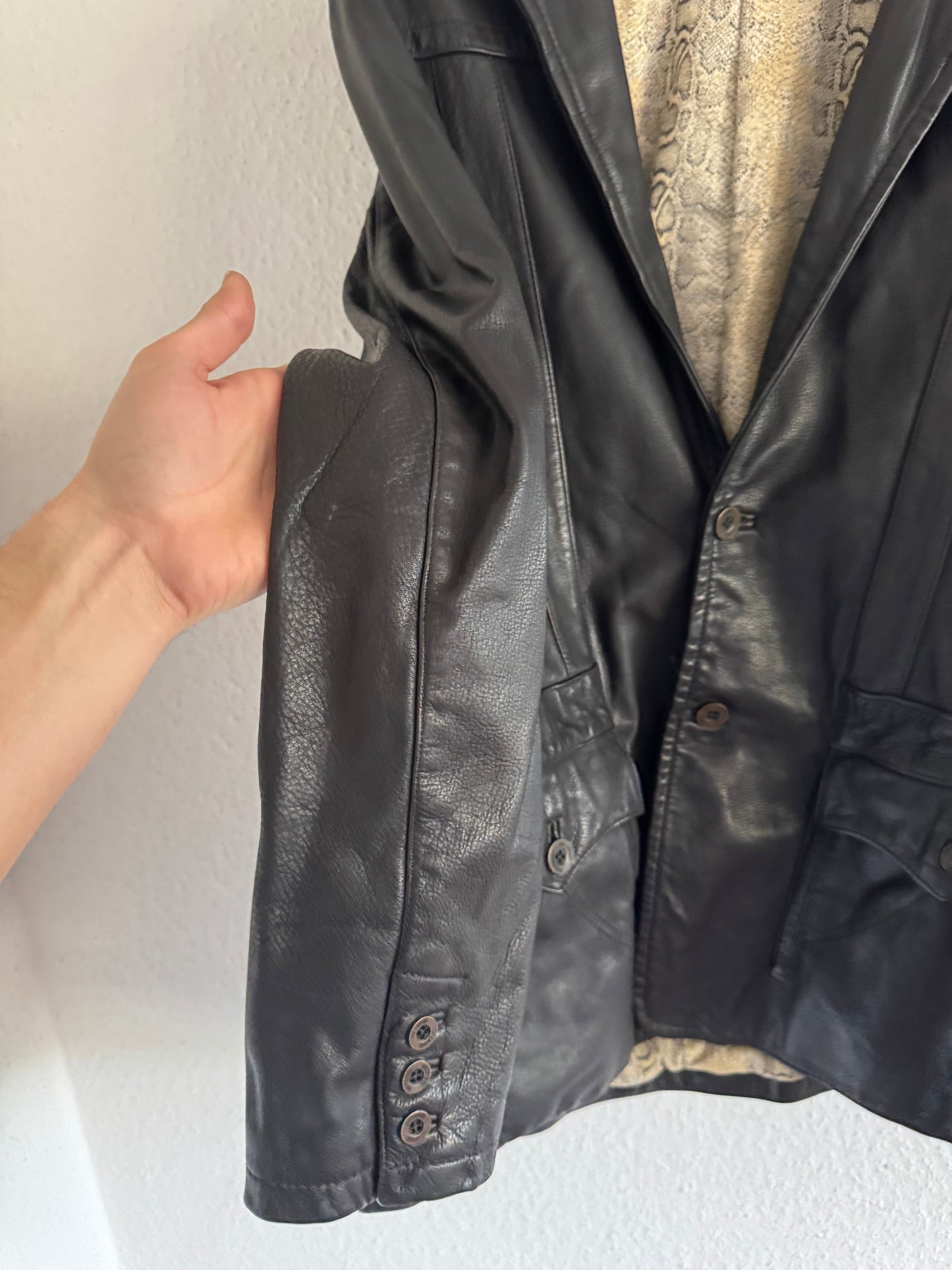 Just Cavalli Leather Blazer Heavyweight Tailored Jacket