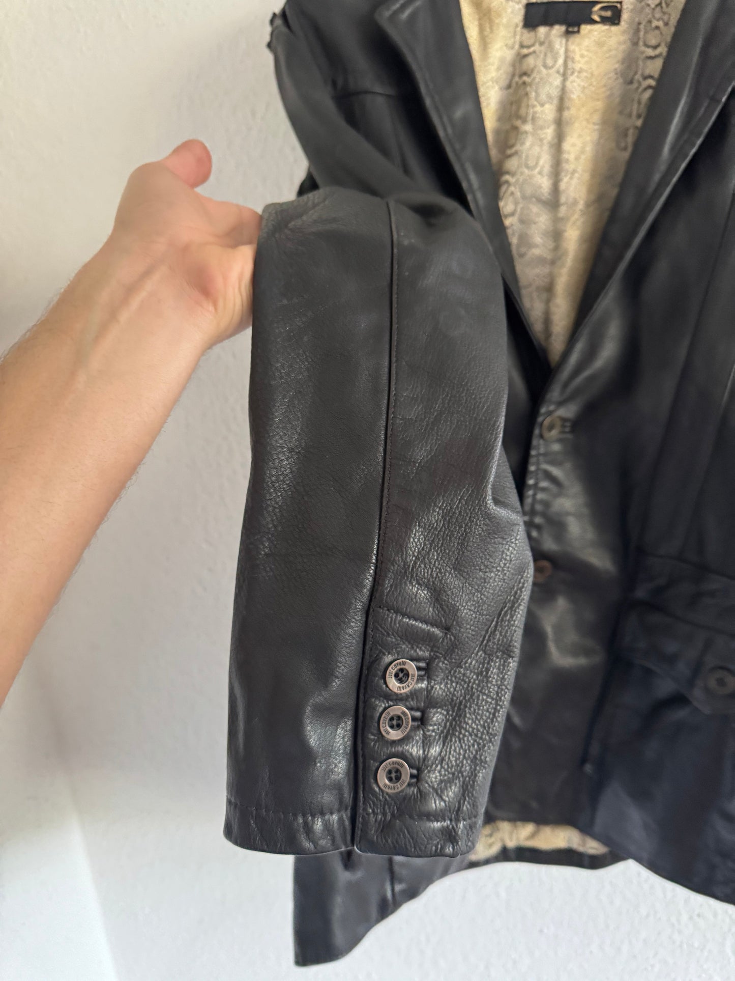 Just Cavalli Leather Blazer Heavyweight Tailored Jacket