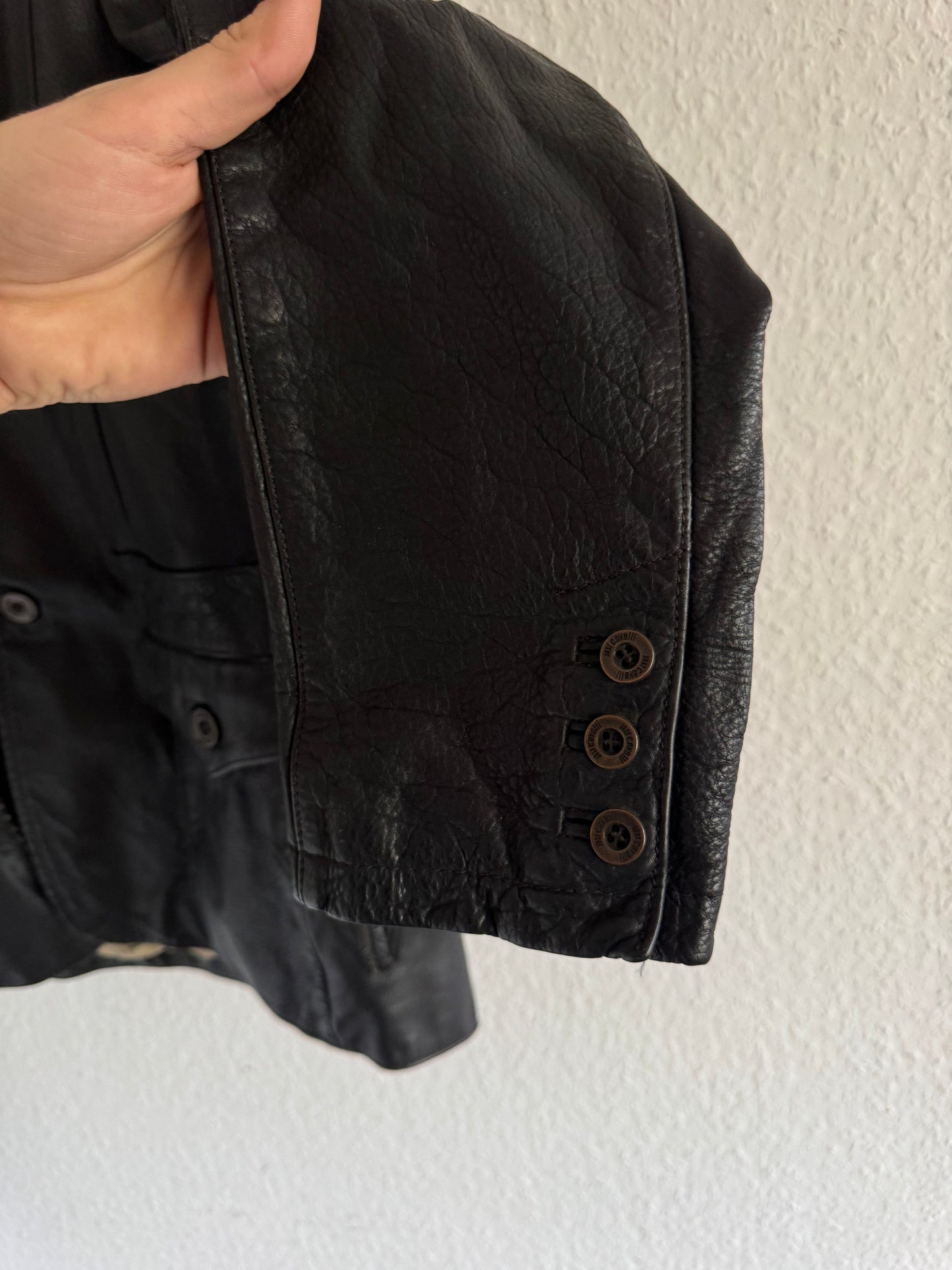 Just Cavalli Leather Blazer Heavyweight Tailored Jacket