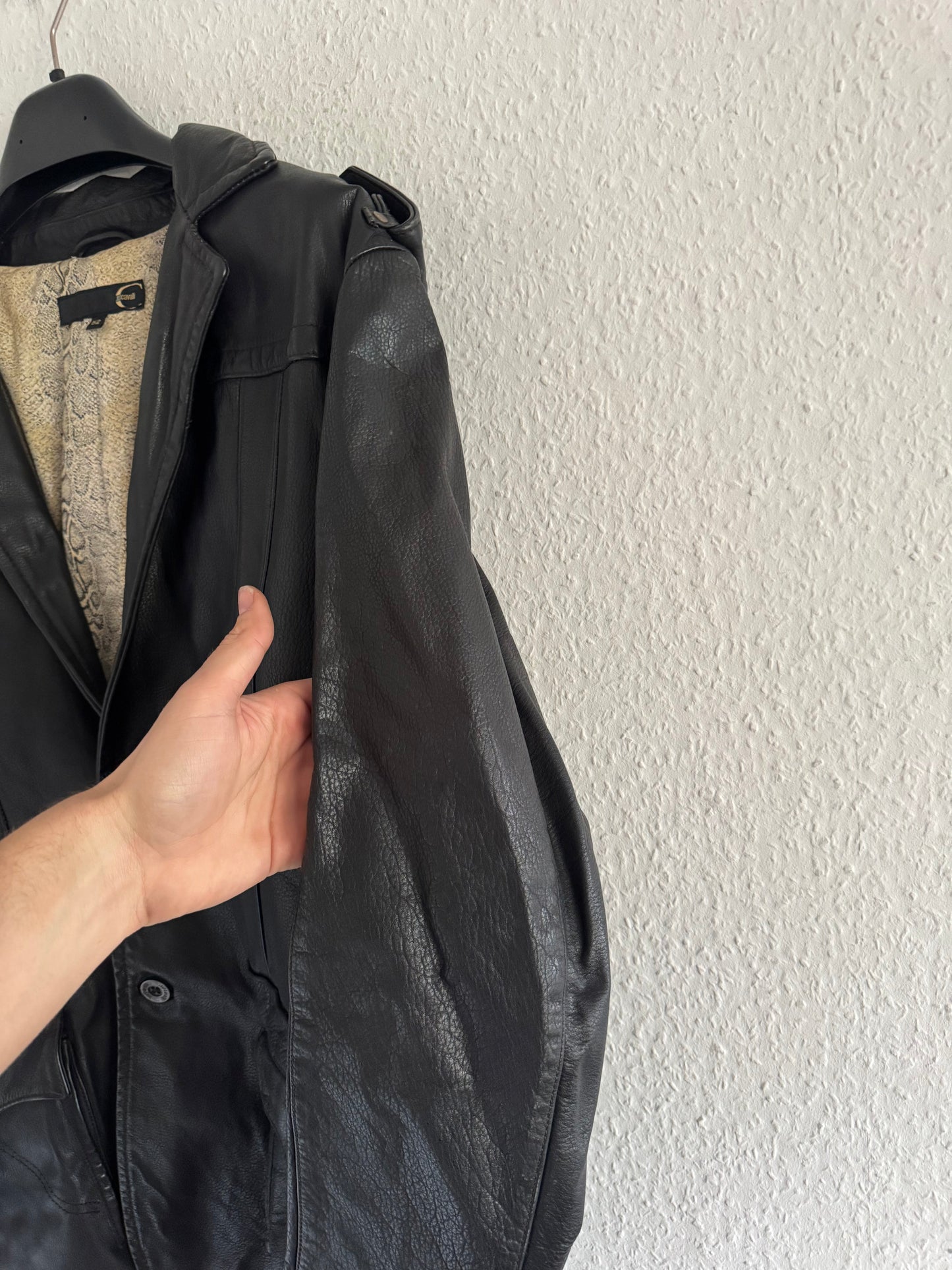 Just Cavalli Leather Blazer Heavyweight Tailored Jacket