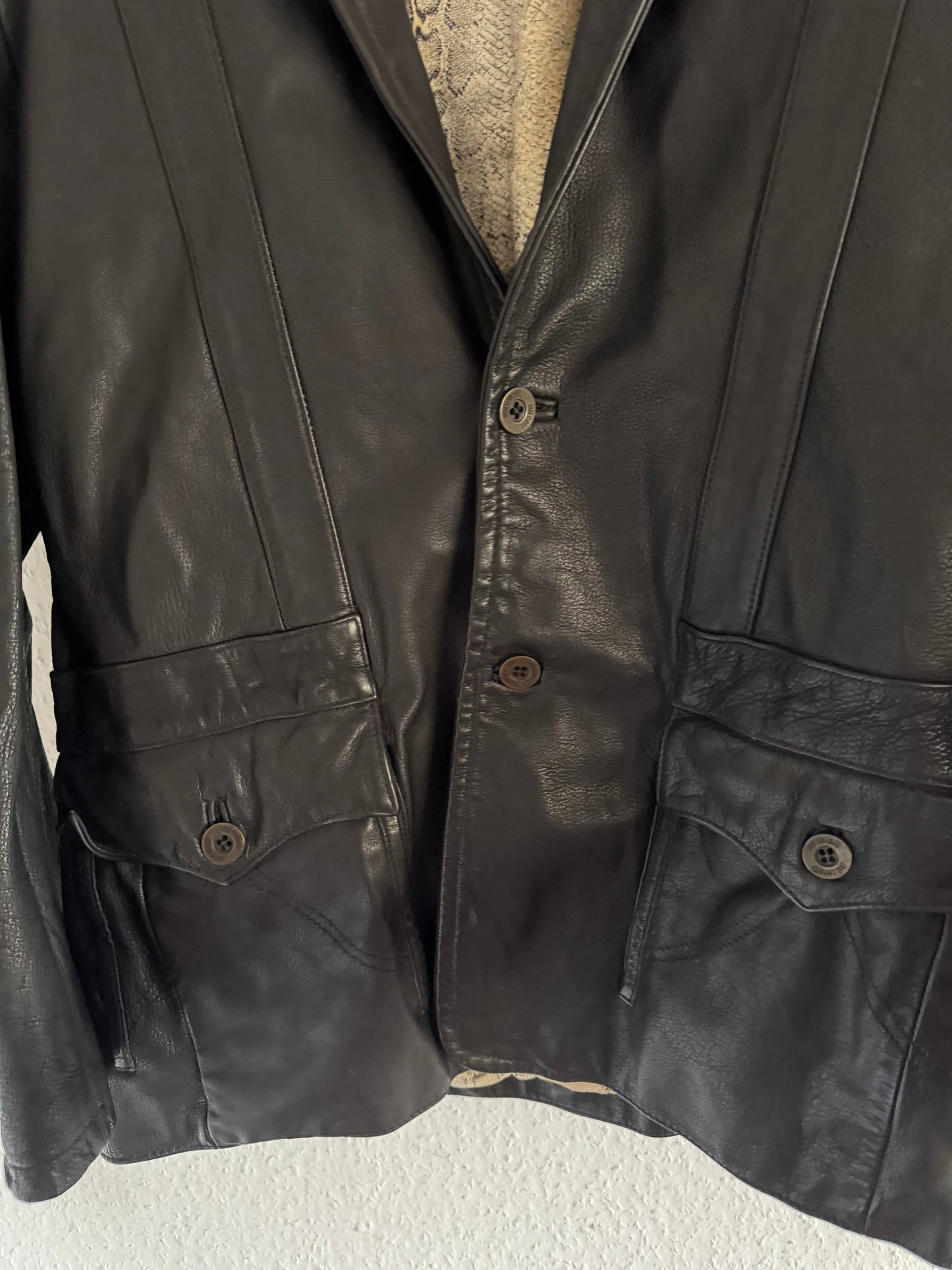 Just Cavalli Leather Blazer Heavyweight Tailored Jacket