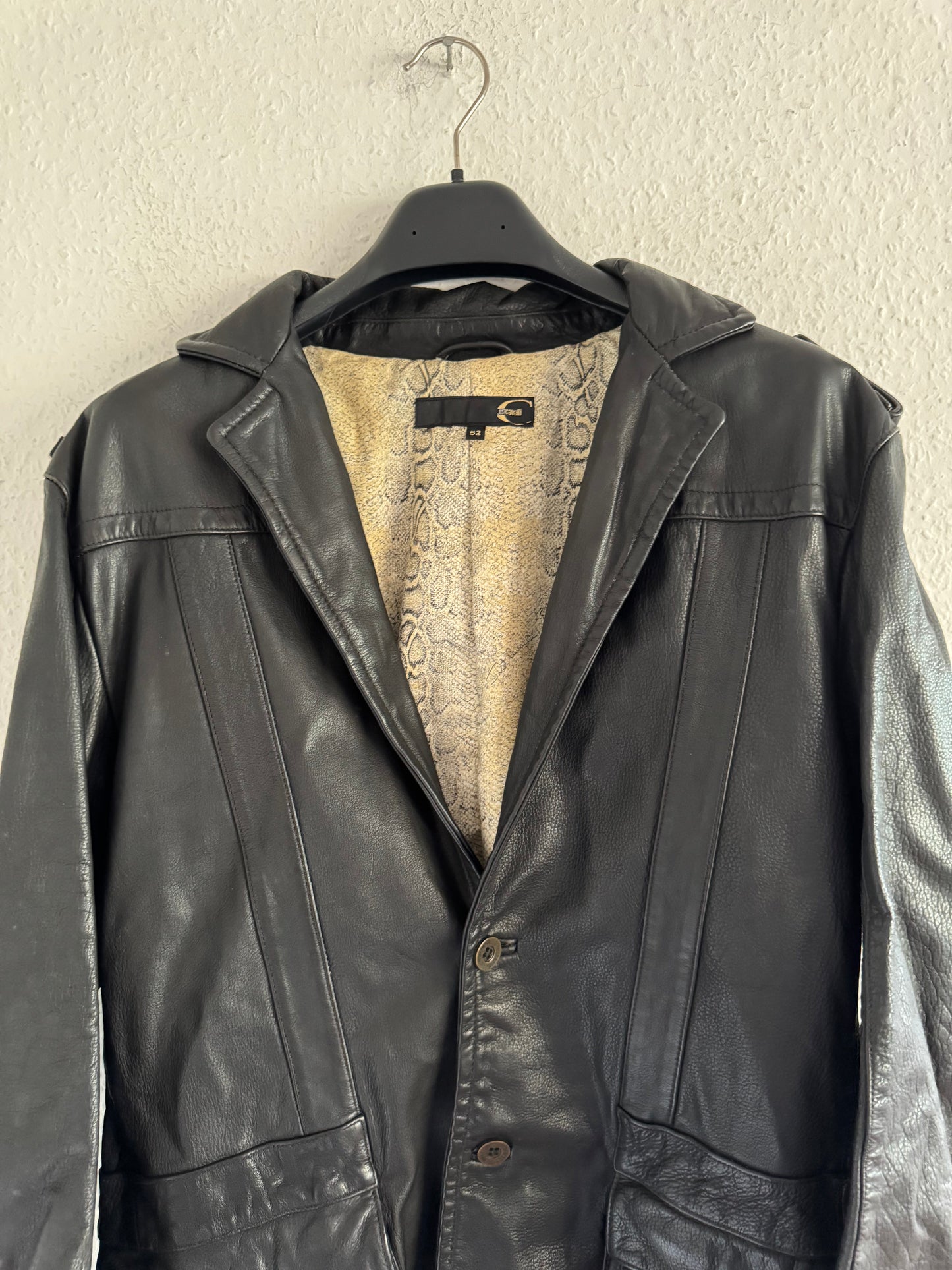 Just Cavalli Leather Blazer Heavyweight Tailored Jacket
