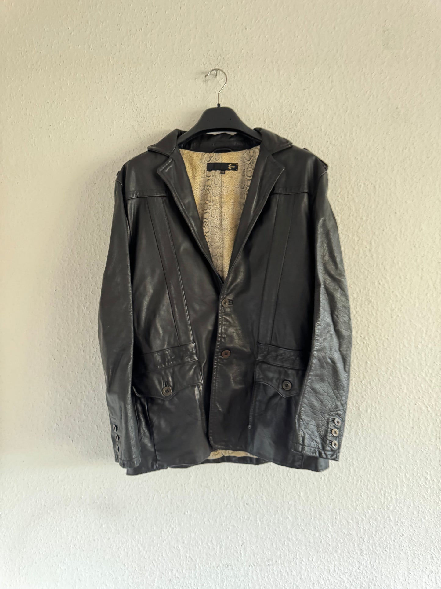 Just Cavalli Leather Blazer Heavyweight Tailored Jacket