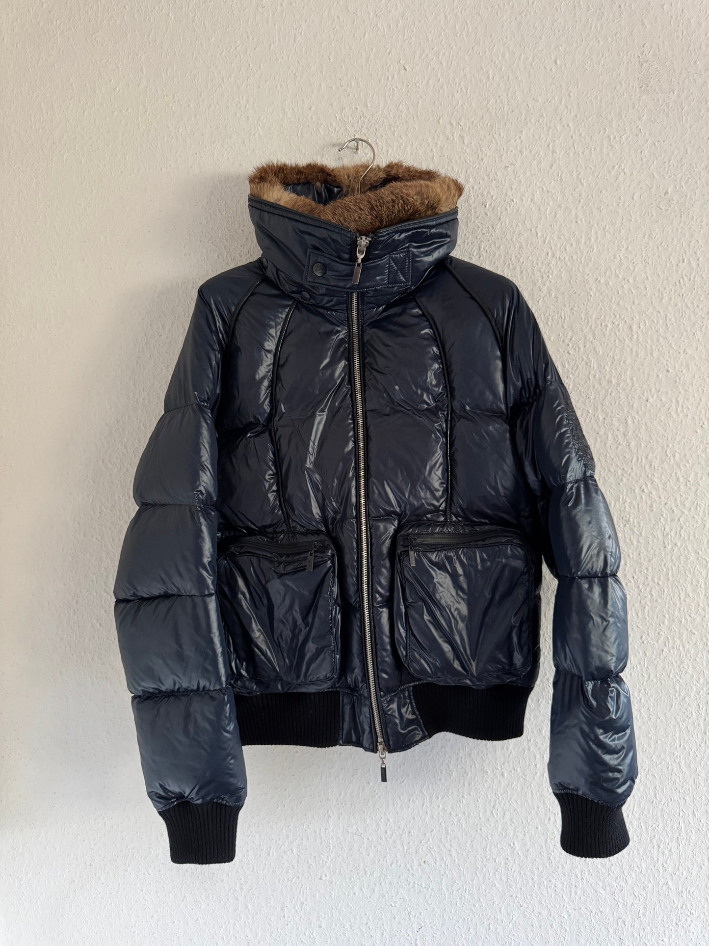 Just Cavalli AW08 Blue Rabbit Fur Puffer Jacket