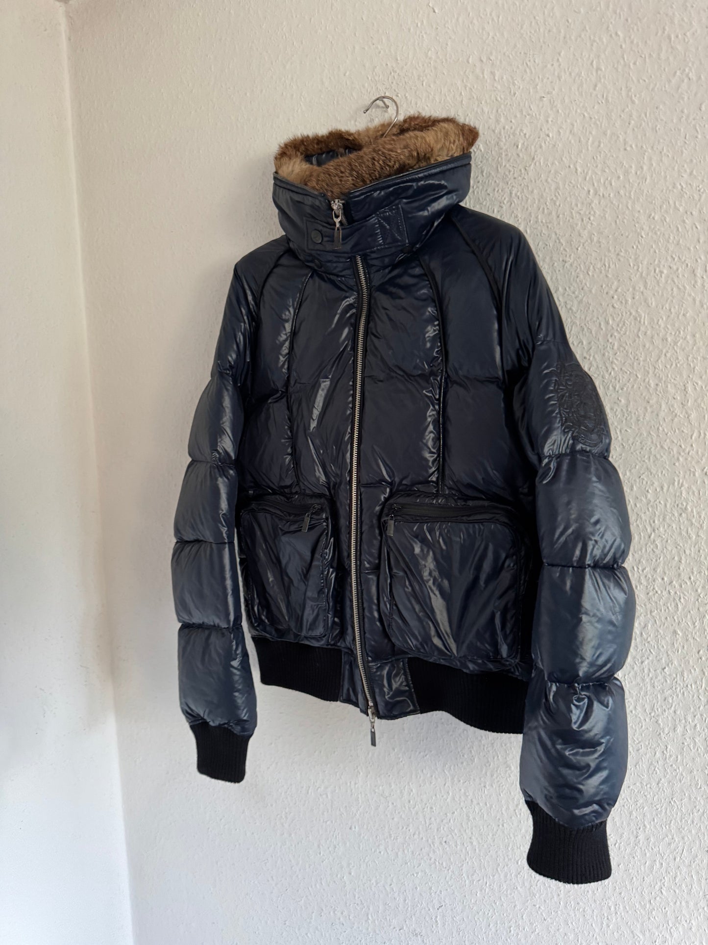 Just Cavalli AW08 Blue Rabbit Fur Puffer Jacket