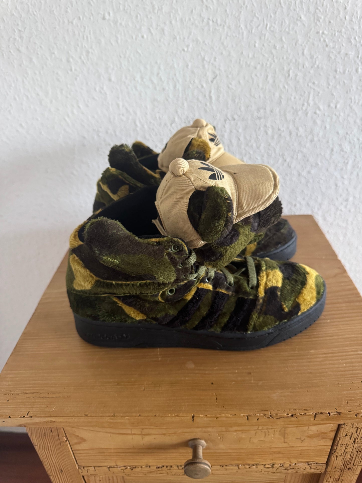 Adidas × Jeremy Scott JS Camo Teddy Bear High Top Sneakers