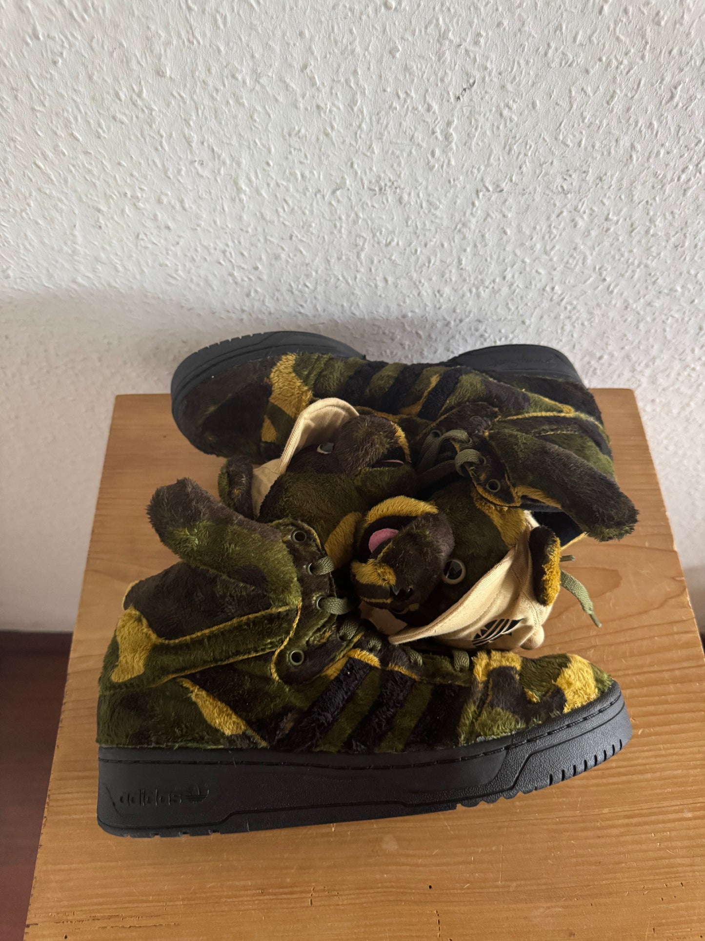 Adidas × Jeremy Scott JS Camo Teddy Bear High Top Sneakers