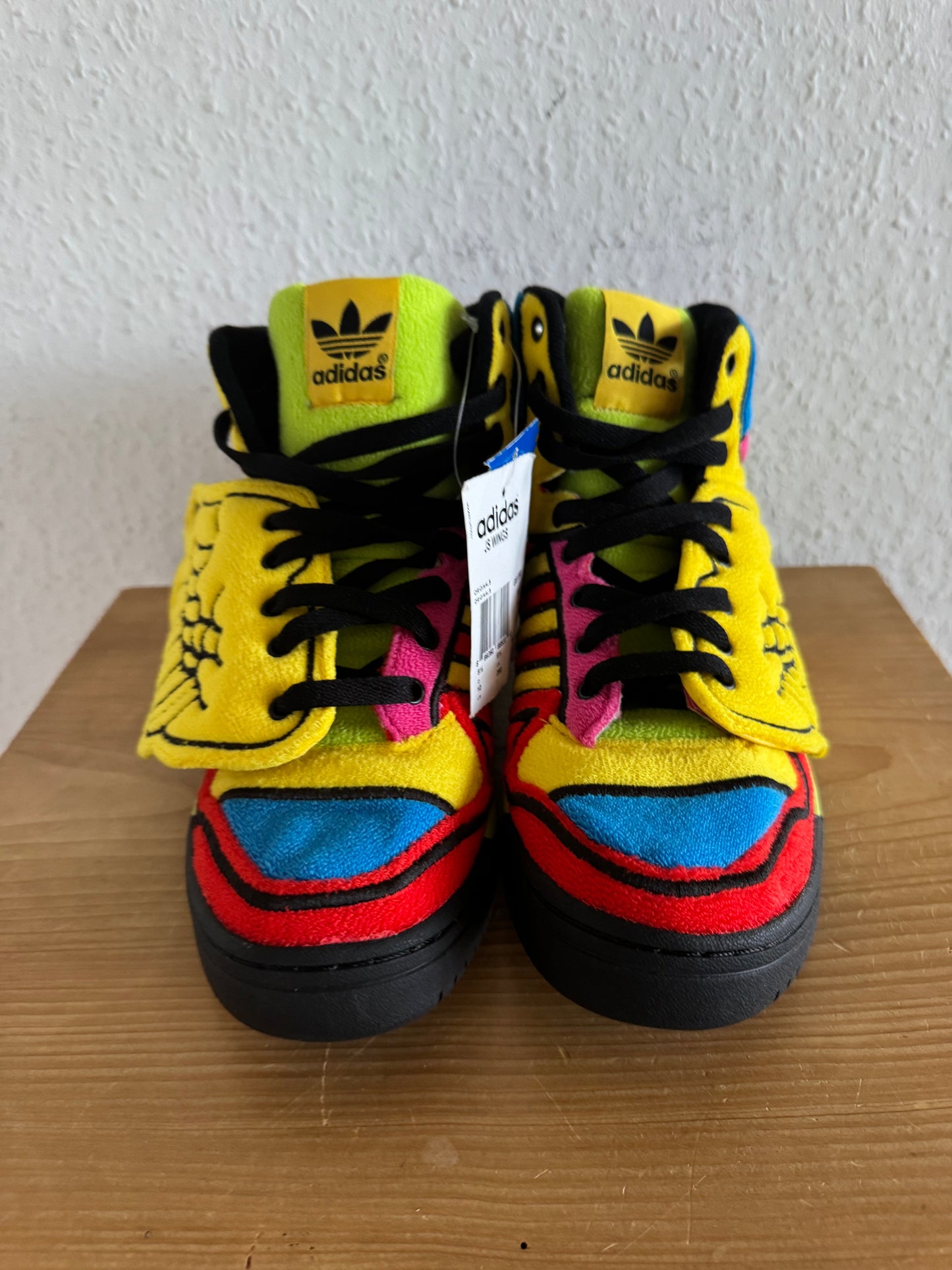 Adidas × Jeremy Scott Winged Rainbow Fleece High Top Sneakers