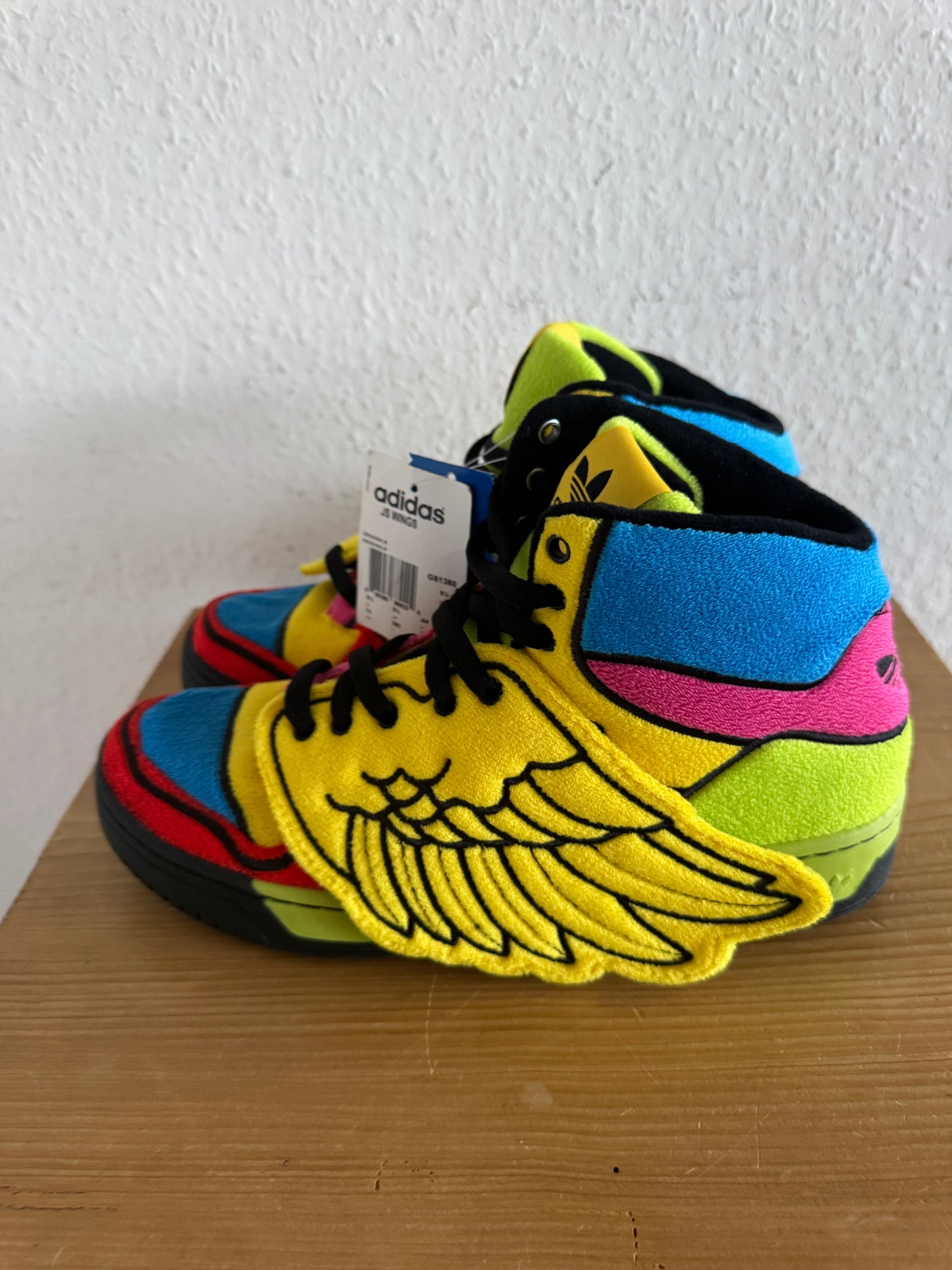 Adidas × Jeremy Scott Winged Rainbow Fleece High Top Sneakers