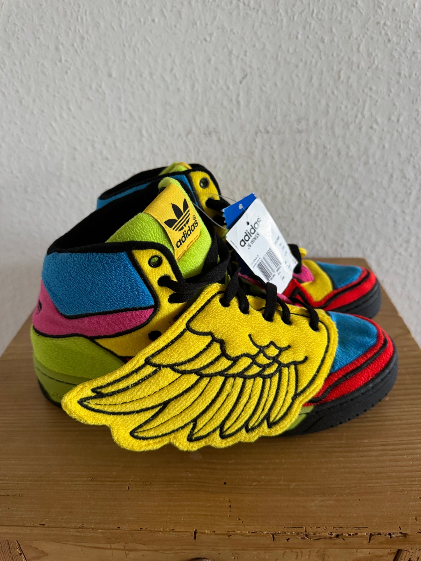 Adidas × Jeremy Scott Winged Rainbow Fleece High Top Sneakers