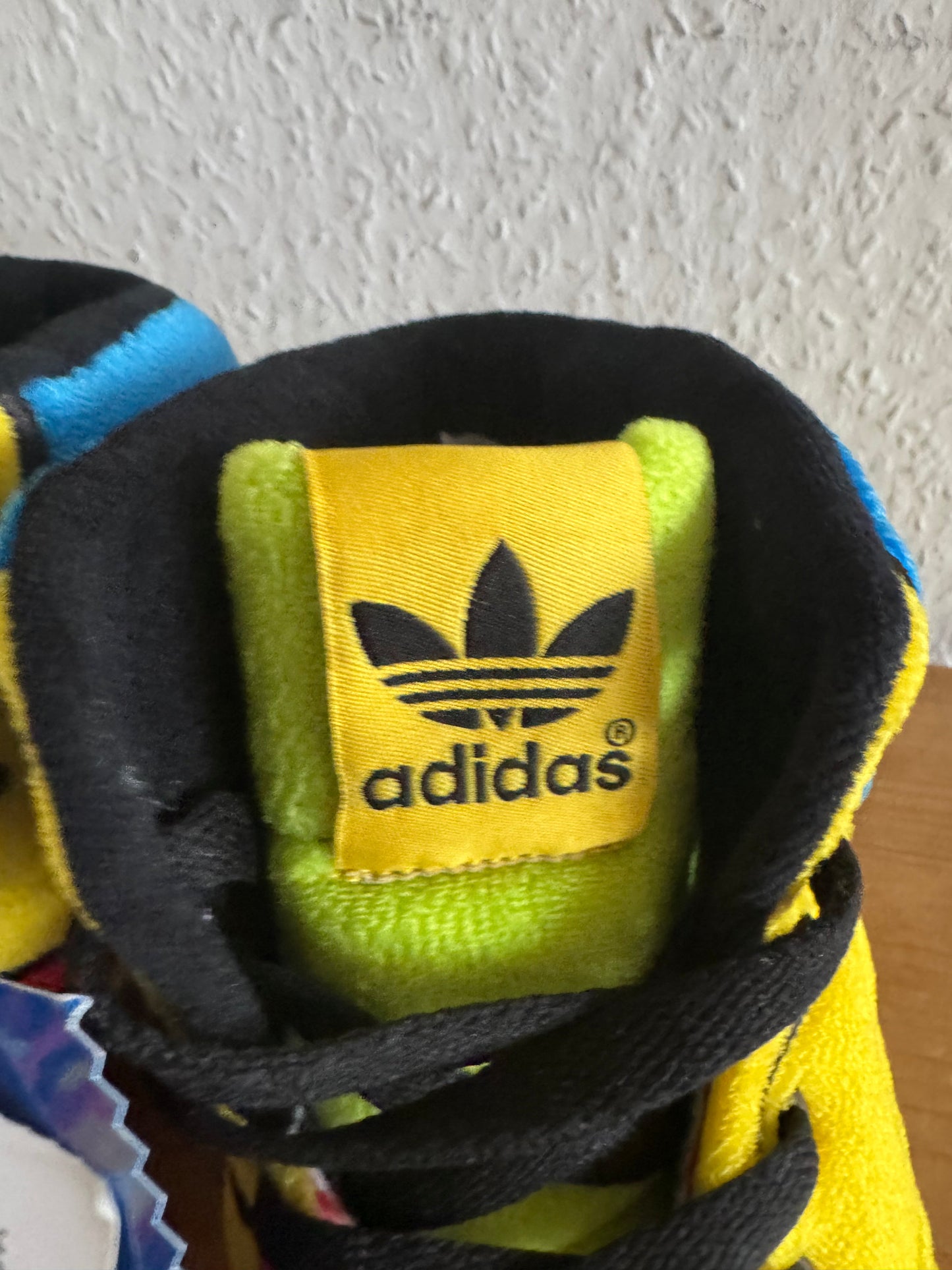 Adidas × Jeremy Scott Winged Rainbow Fleece High Top Sneakers