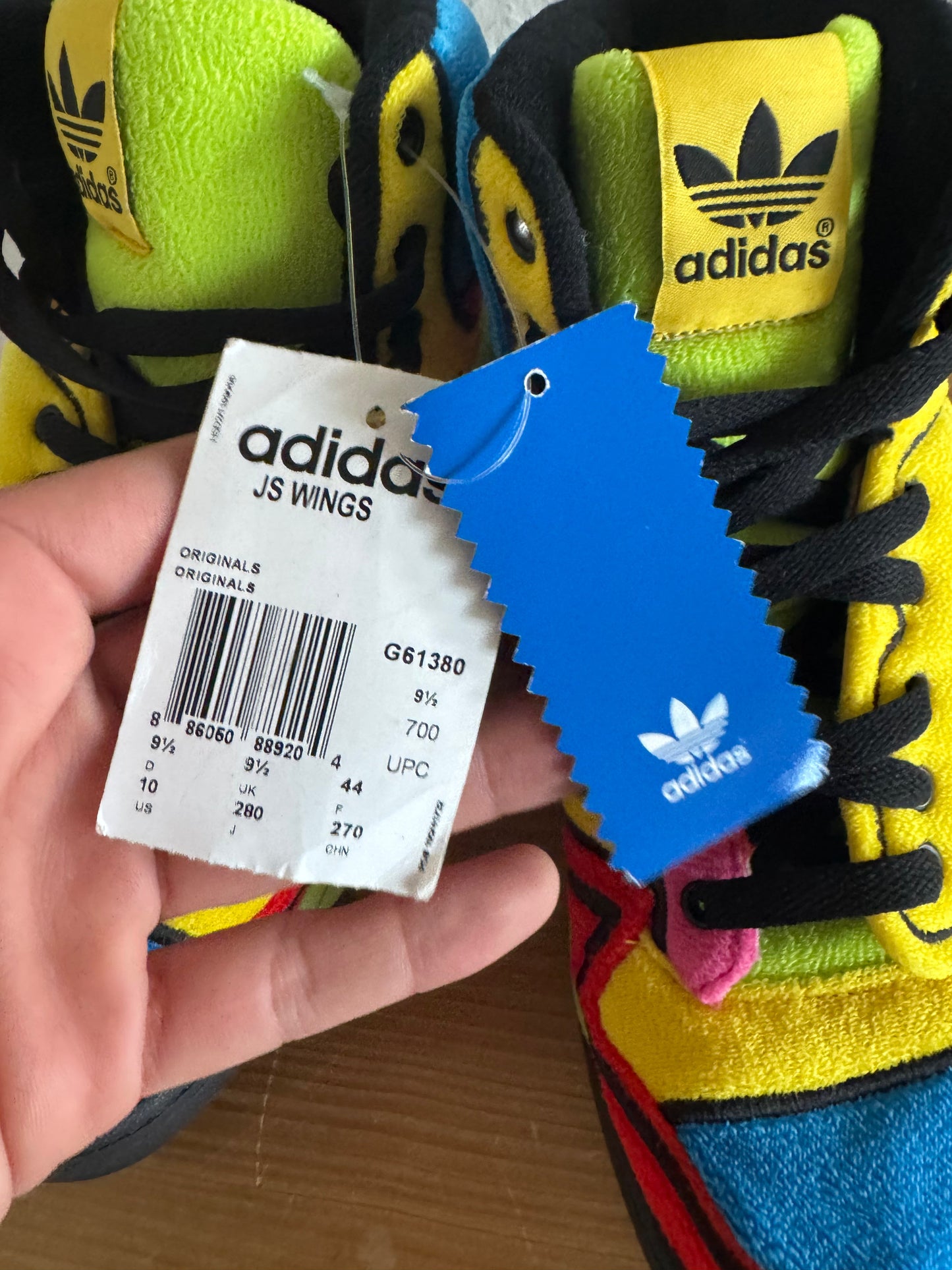 Adidas × Jeremy Scott Winged Rainbow Fleece High Top Sneakers