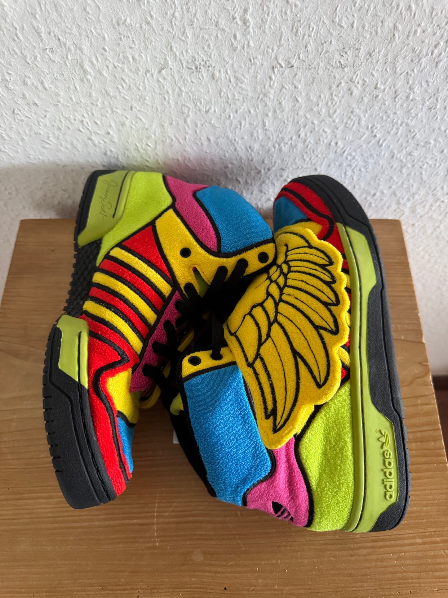 Adidas × Jeremy Scott Winged Rainbow Fleece High Top Sneakers