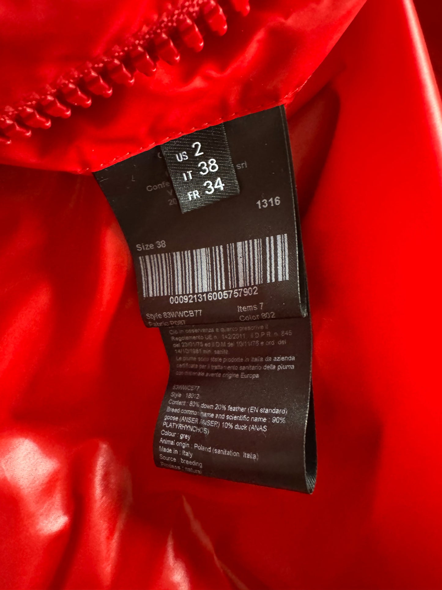 Calvin Klein 205W39NYC Red Oversized Puffer Jacket