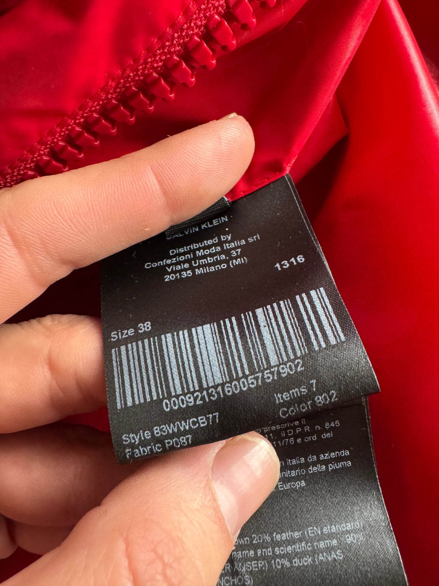 Calvin Klein 205W39NYC Red Oversized Puffer Jacket
