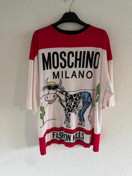 Moschino Oversized Fashion Kills Cow Graphic T-Shirt