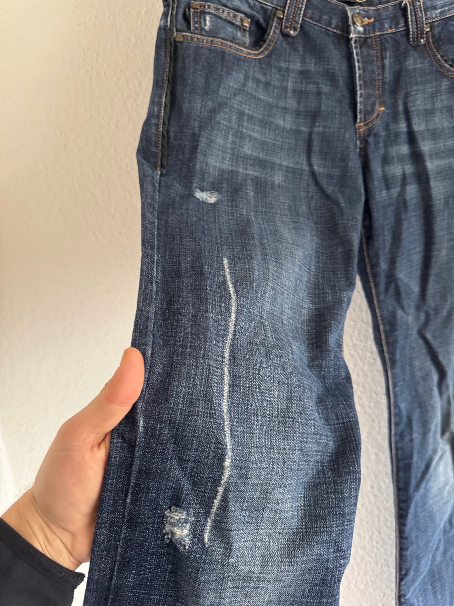 Just Cavalli Ornate Leather Pocket Denim Jeans