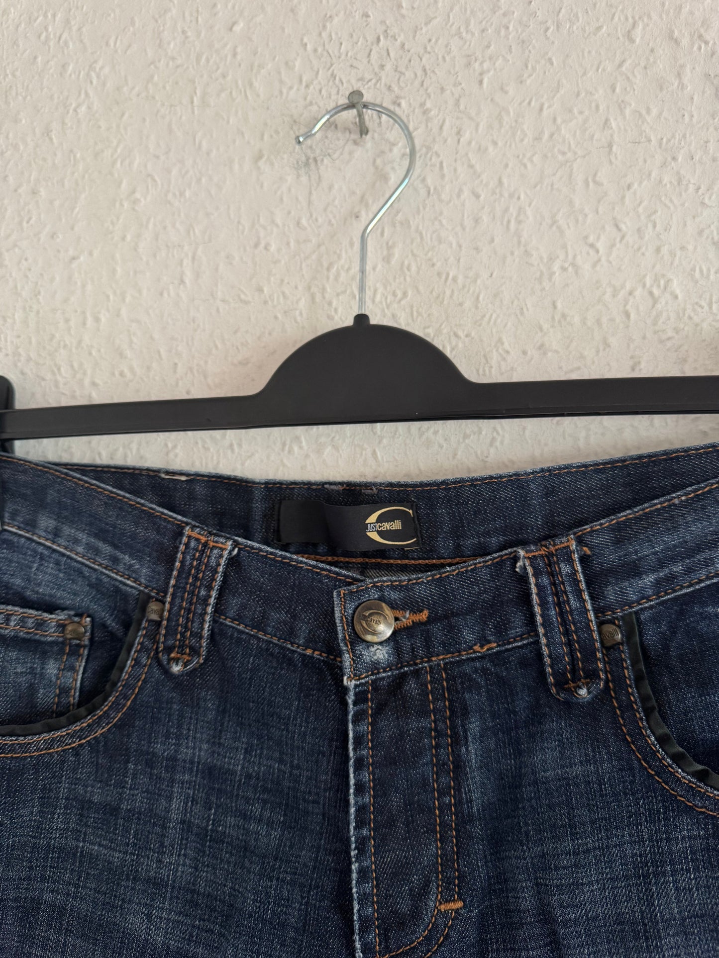 Just Cavalli Ornate Leather Pocket Denim Jeans