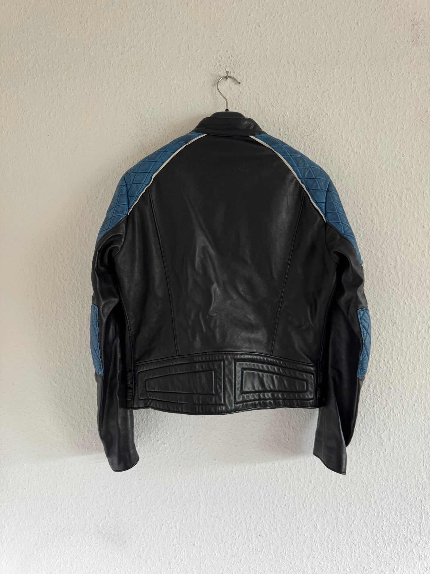Just Cavalli Quilted Panel Leather Biker Jacket