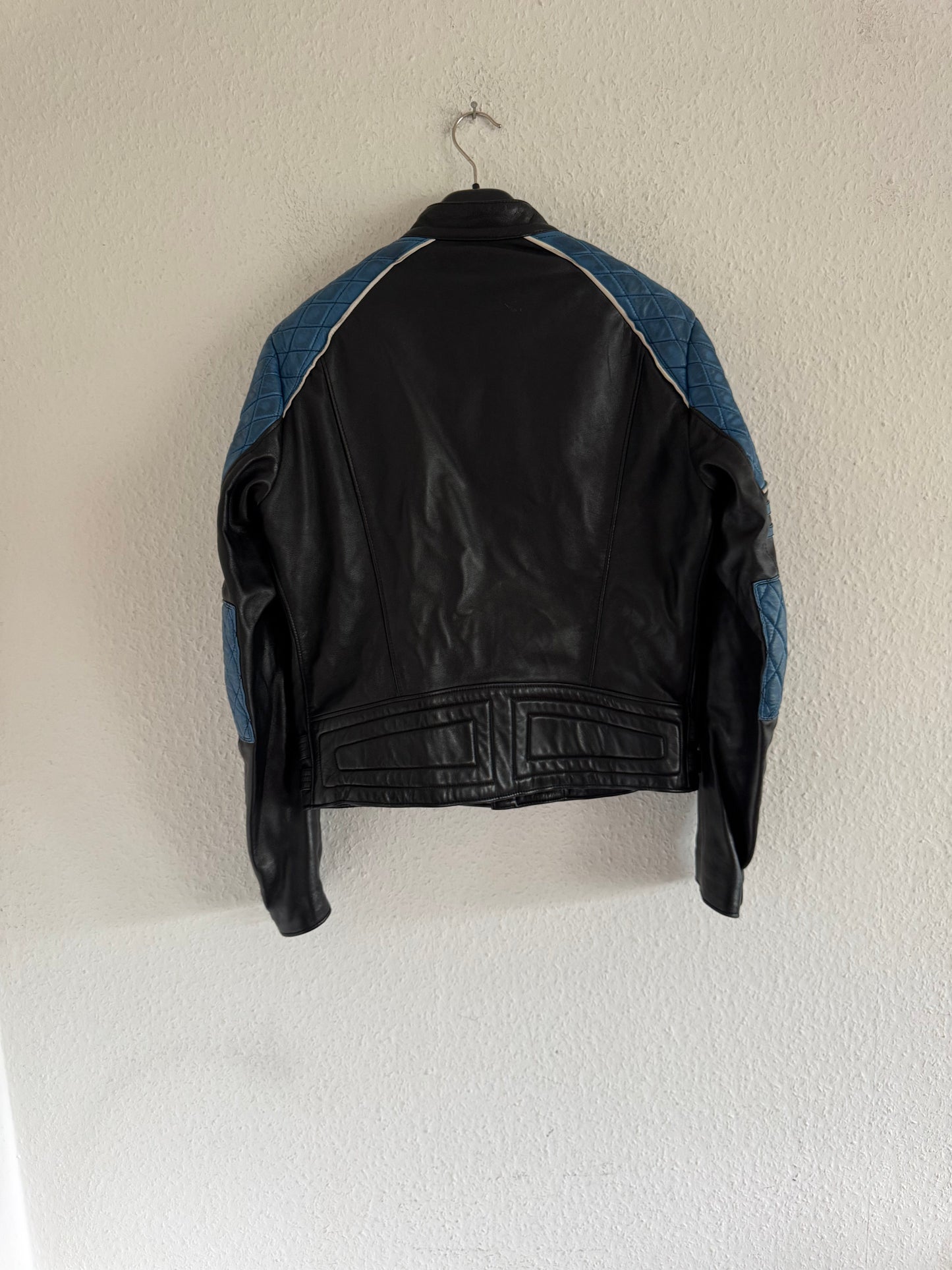 Just Cavalli Quilted Panel Leather Biker Jacket