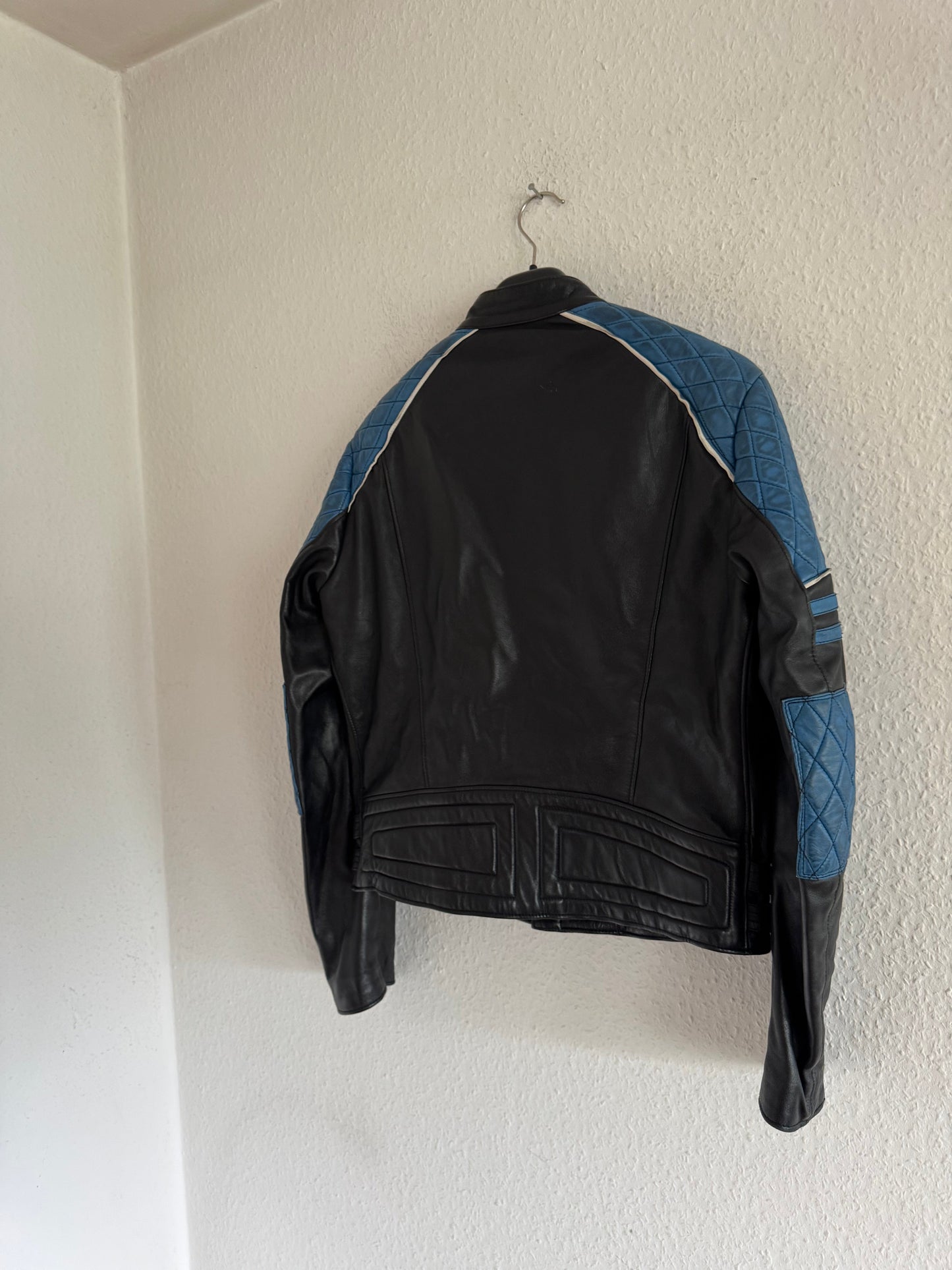 Just Cavalli Quilted Panel Leather Biker Jacket