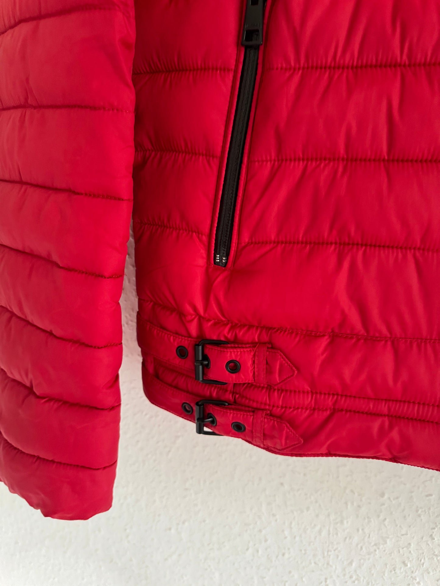 Just Cavalli Quilted Biker Down Jacket With Leather Shoulders