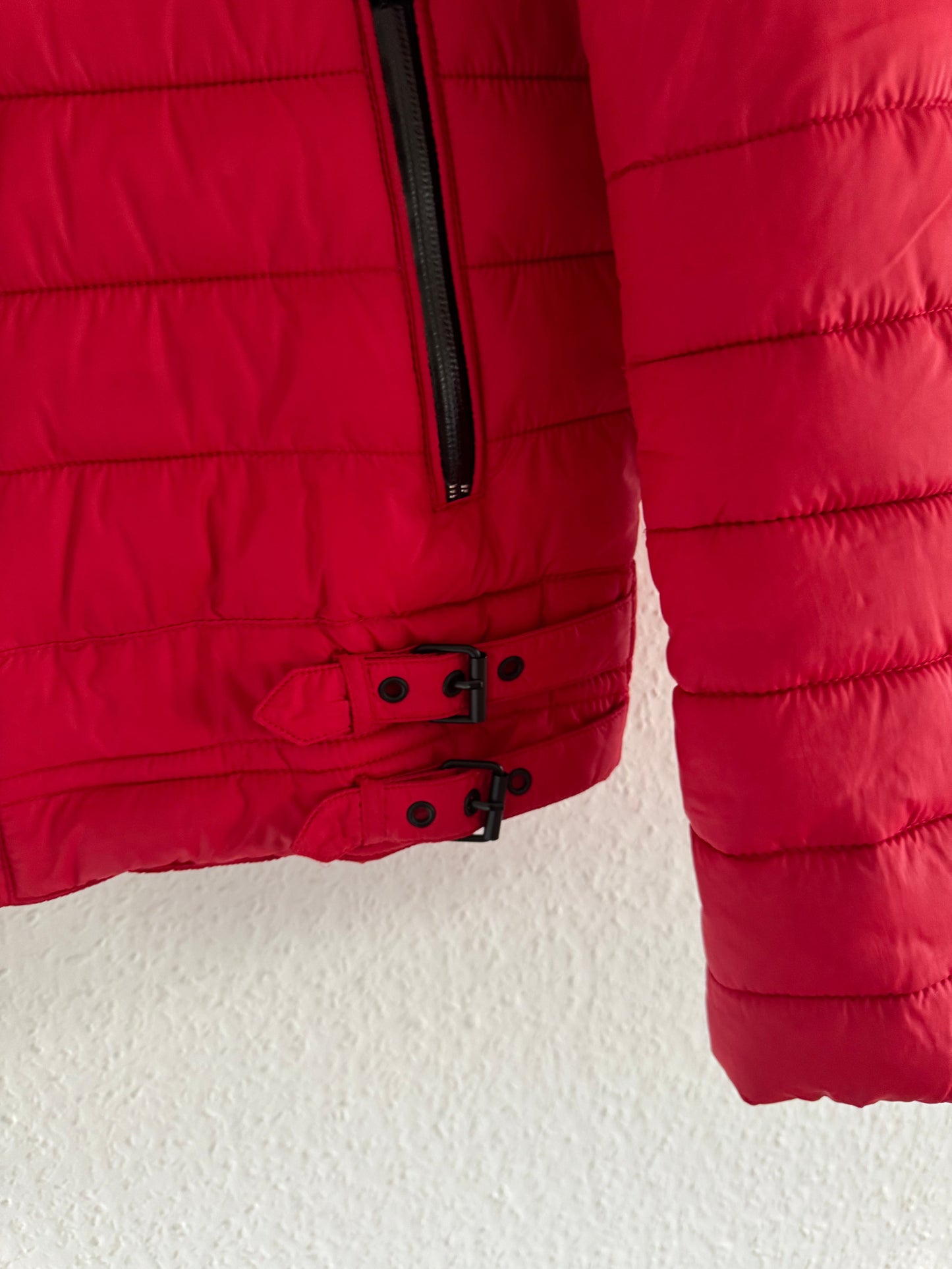 Just Cavalli Quilted Biker Down Jacket With Leather Shoulders
