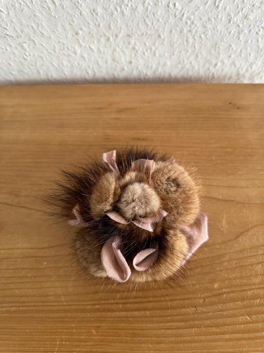 Dolce & Gabbana Mink Fur Floral Brooch with Box
