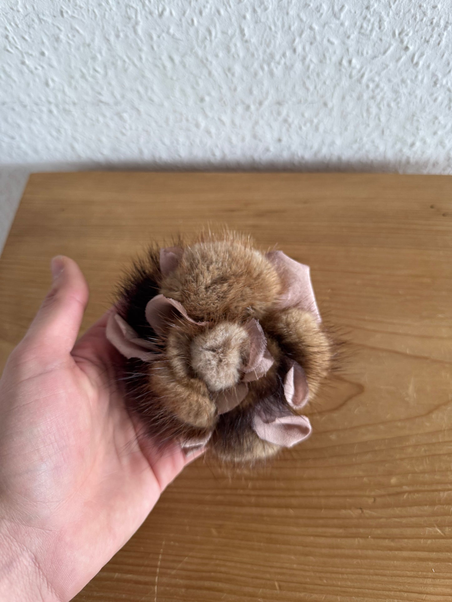 Dolce & Gabbana Mink Fur Floral Brooch with Box