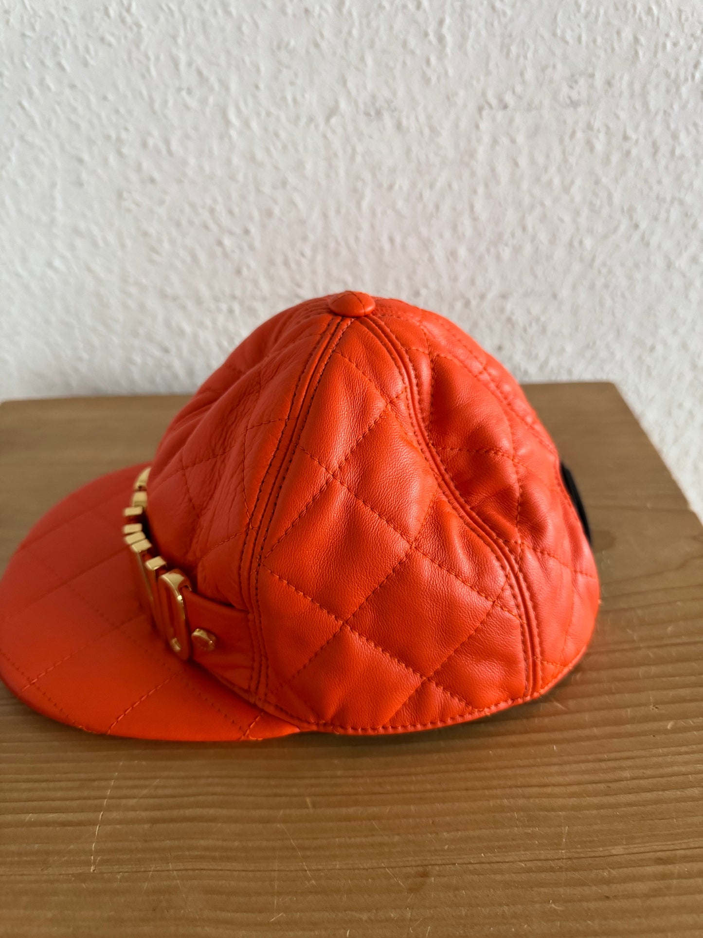 Moschino FW14 Quilted Leather Logo Cap