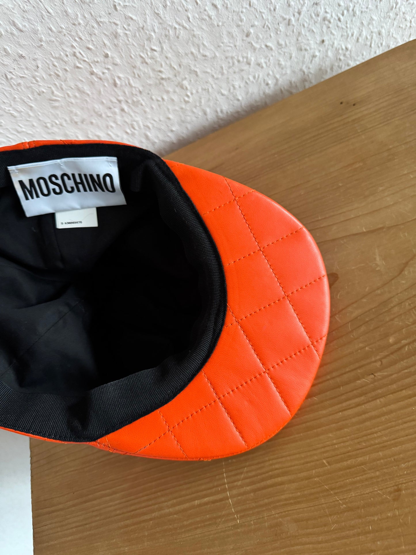 Moschino FW14 Quilted Leather Logo Cap