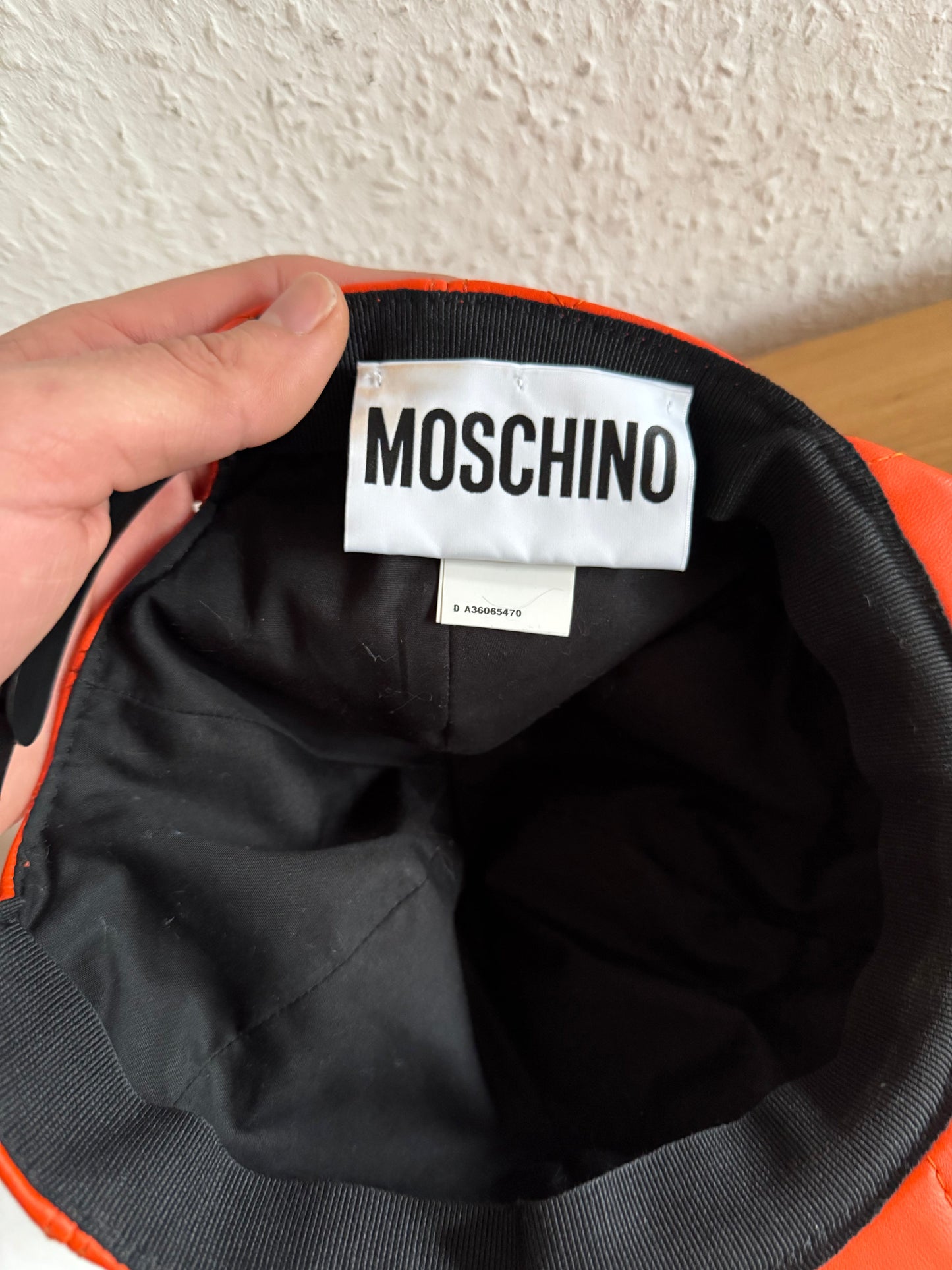 Moschino FW14 Quilted Leather Logo Cap