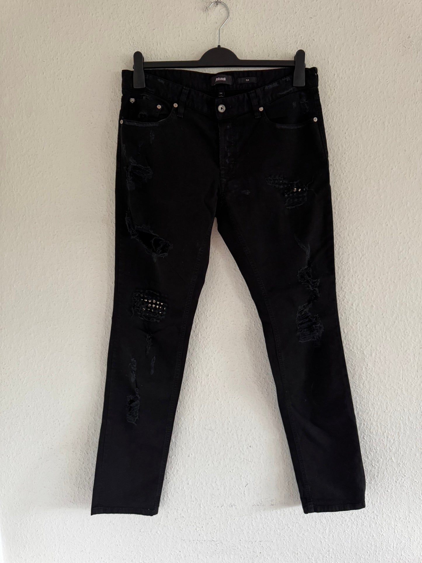 Just Cavalli Studded Distressed Slim Jeans