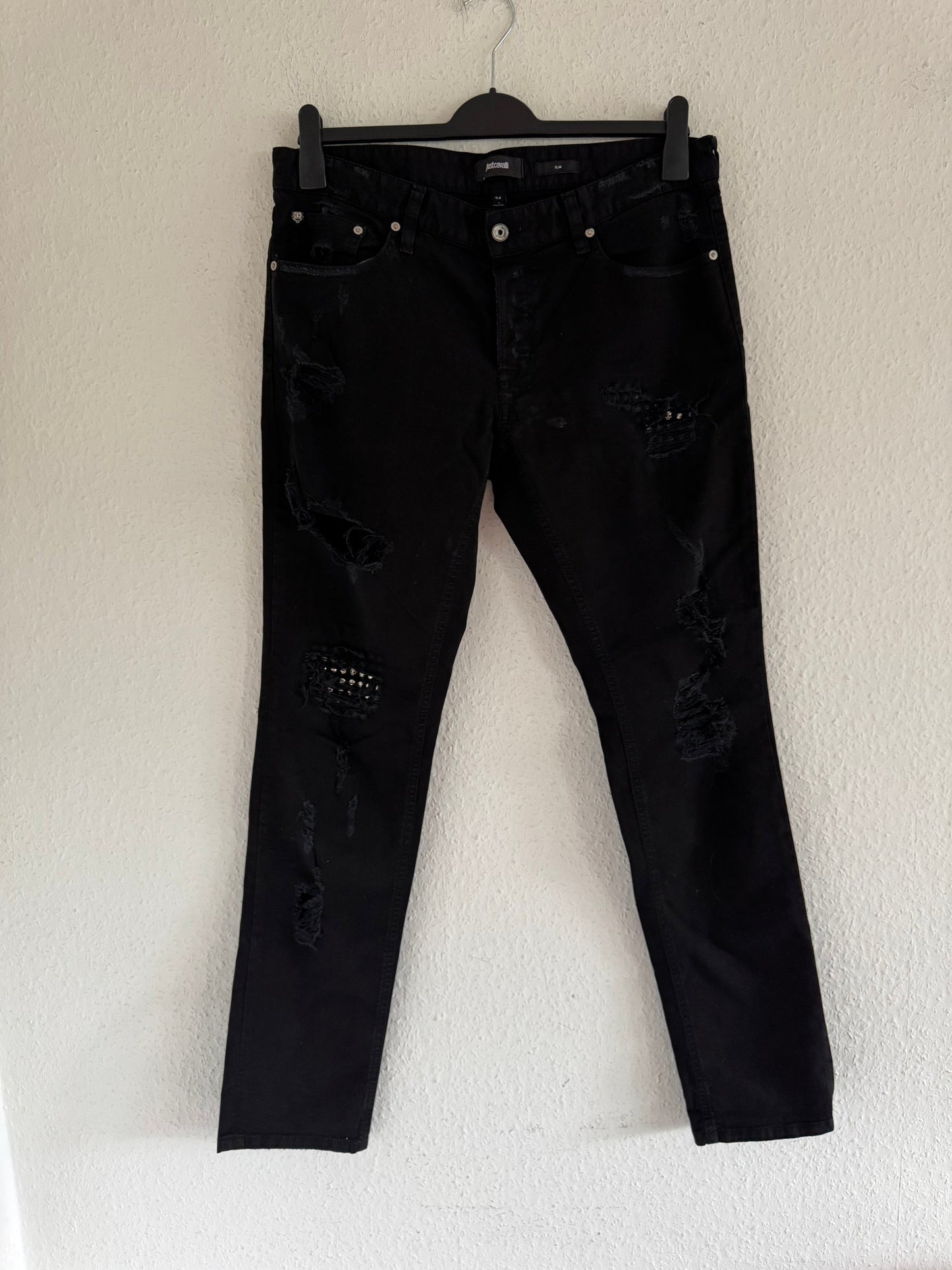 Just Cavalli Studded Distressed Slim Jeans