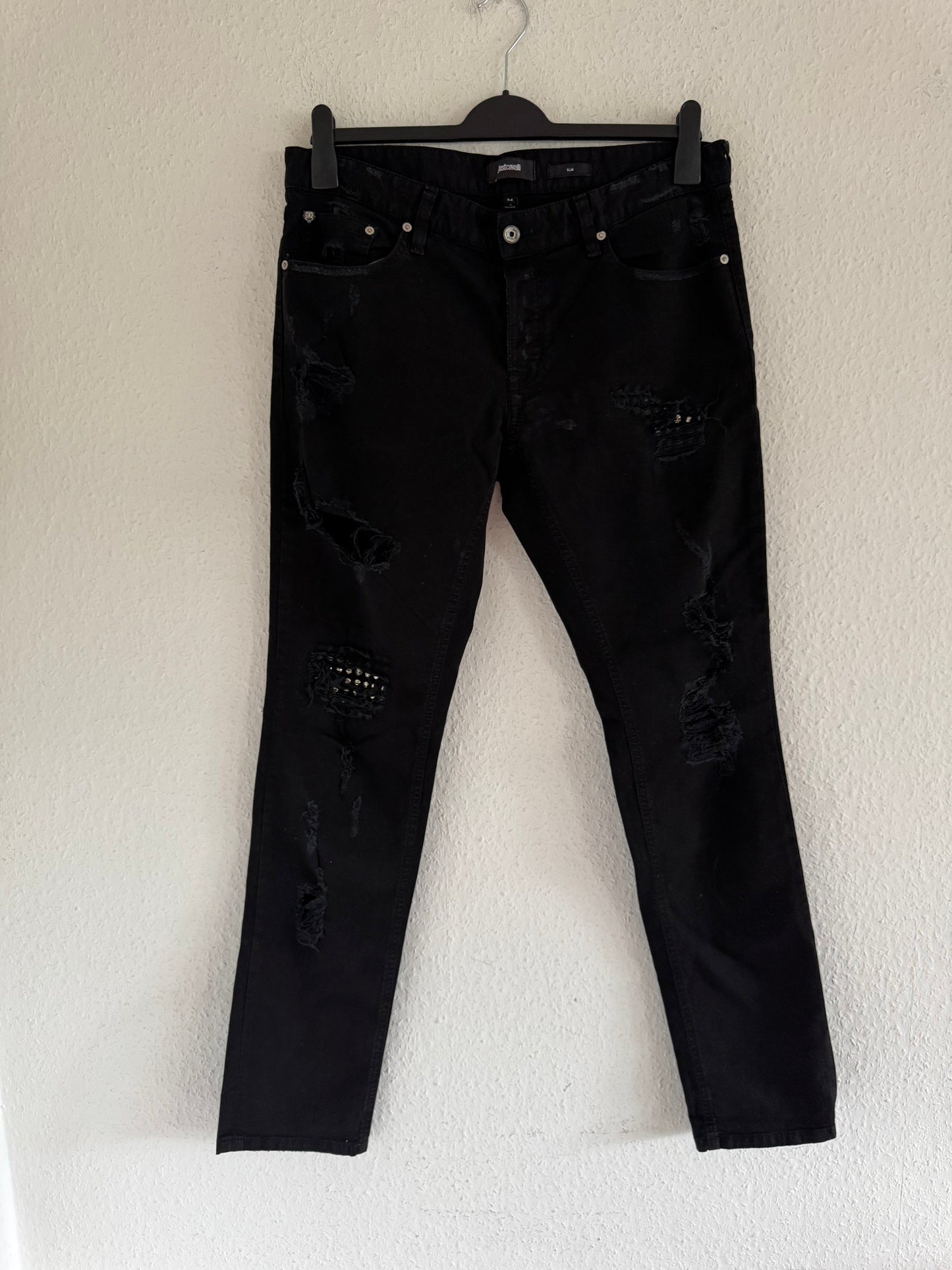 Just Cavalli Studded Distressed Slim Jeans