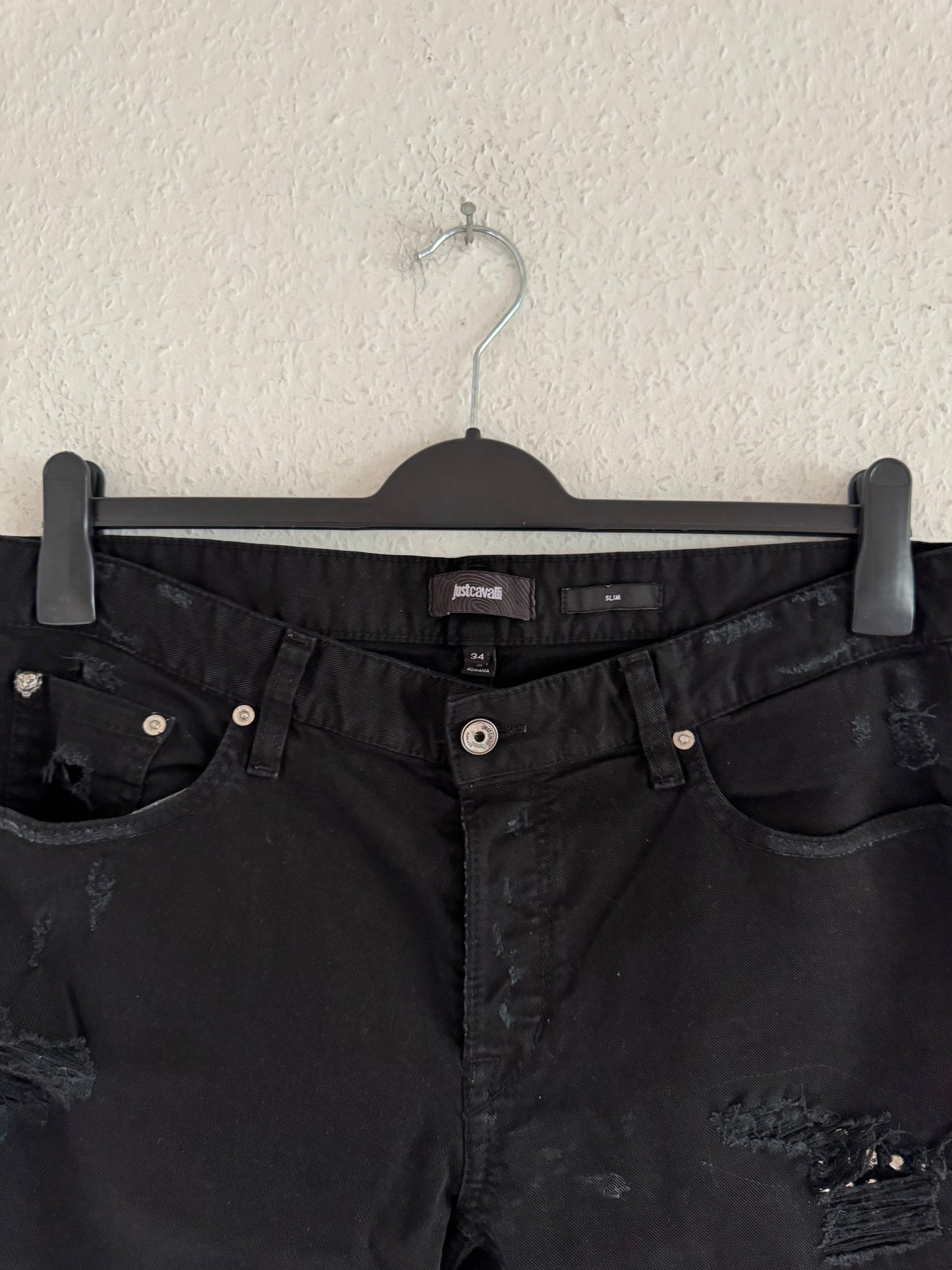 Just Cavalli Studded Distressed Slim Jeans
