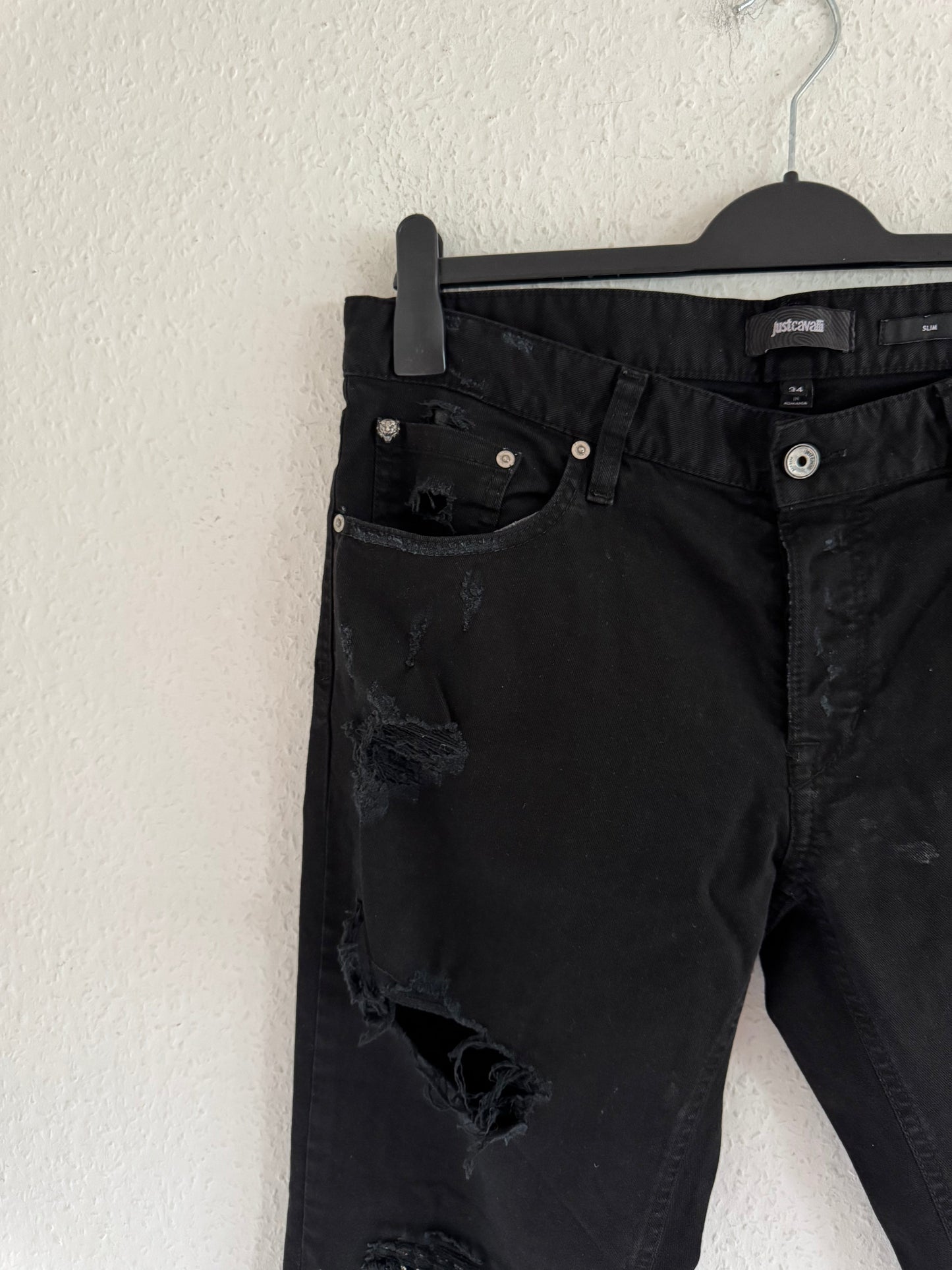 Just Cavalli Studded Distressed Slim Jeans