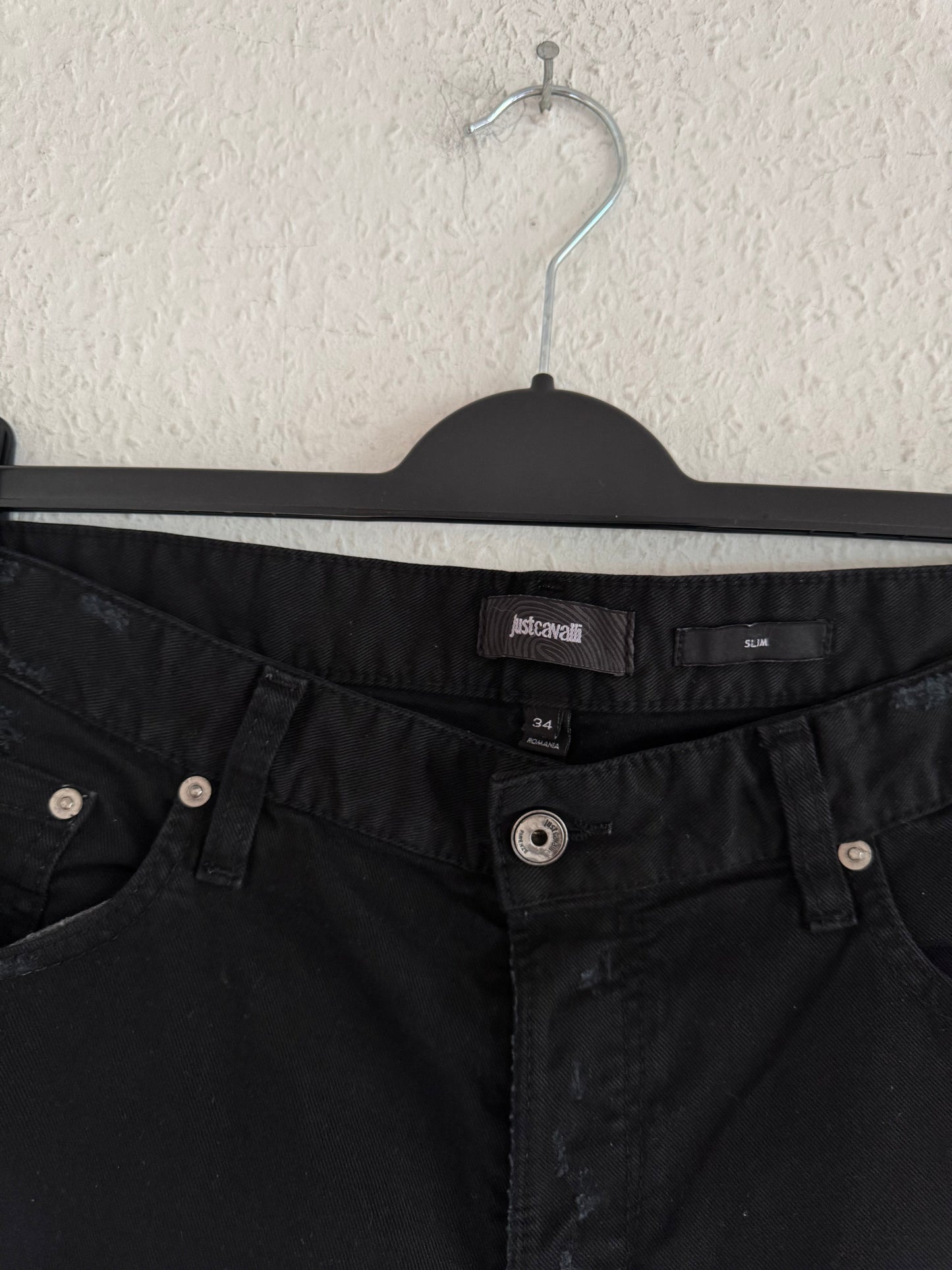 Just Cavalli Studded Distressed Slim Jeans