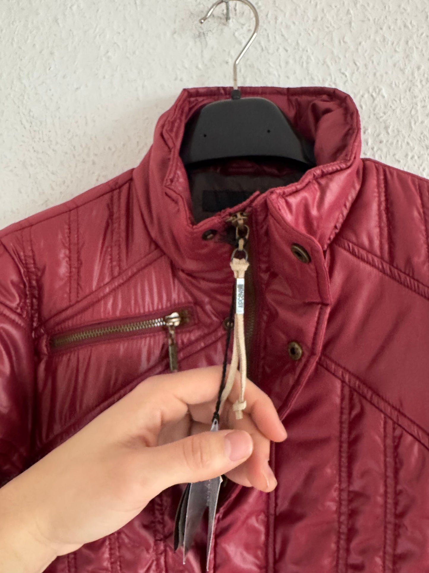 Just Cavalli Glossy Red Down Style Puffer Jacket