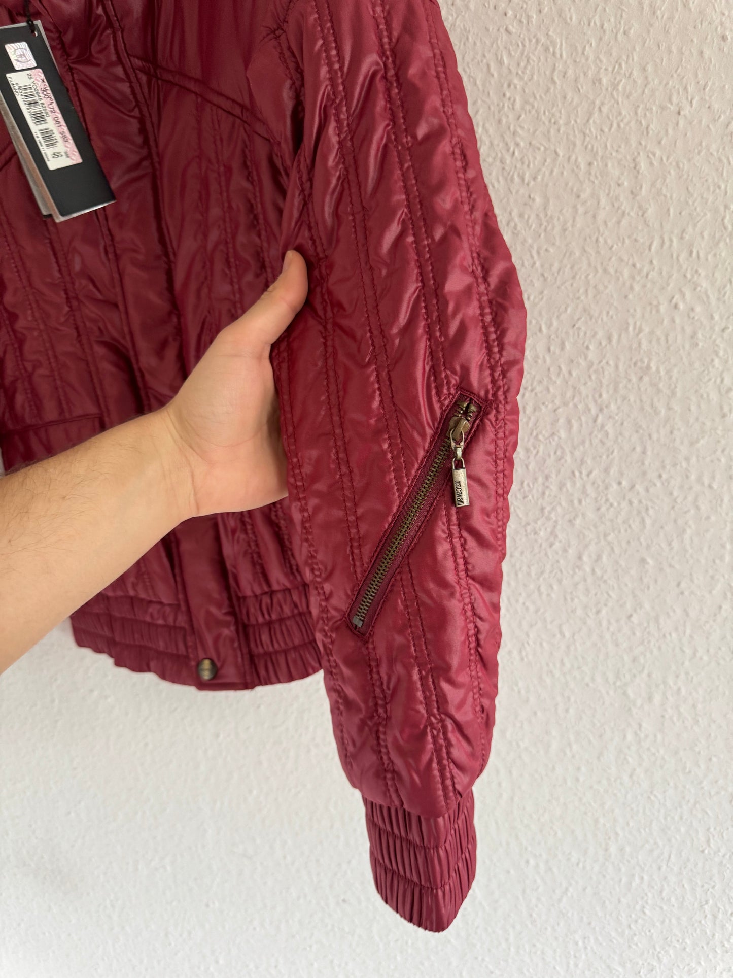 Just Cavalli Glossy Red Down Style Puffer Jacket