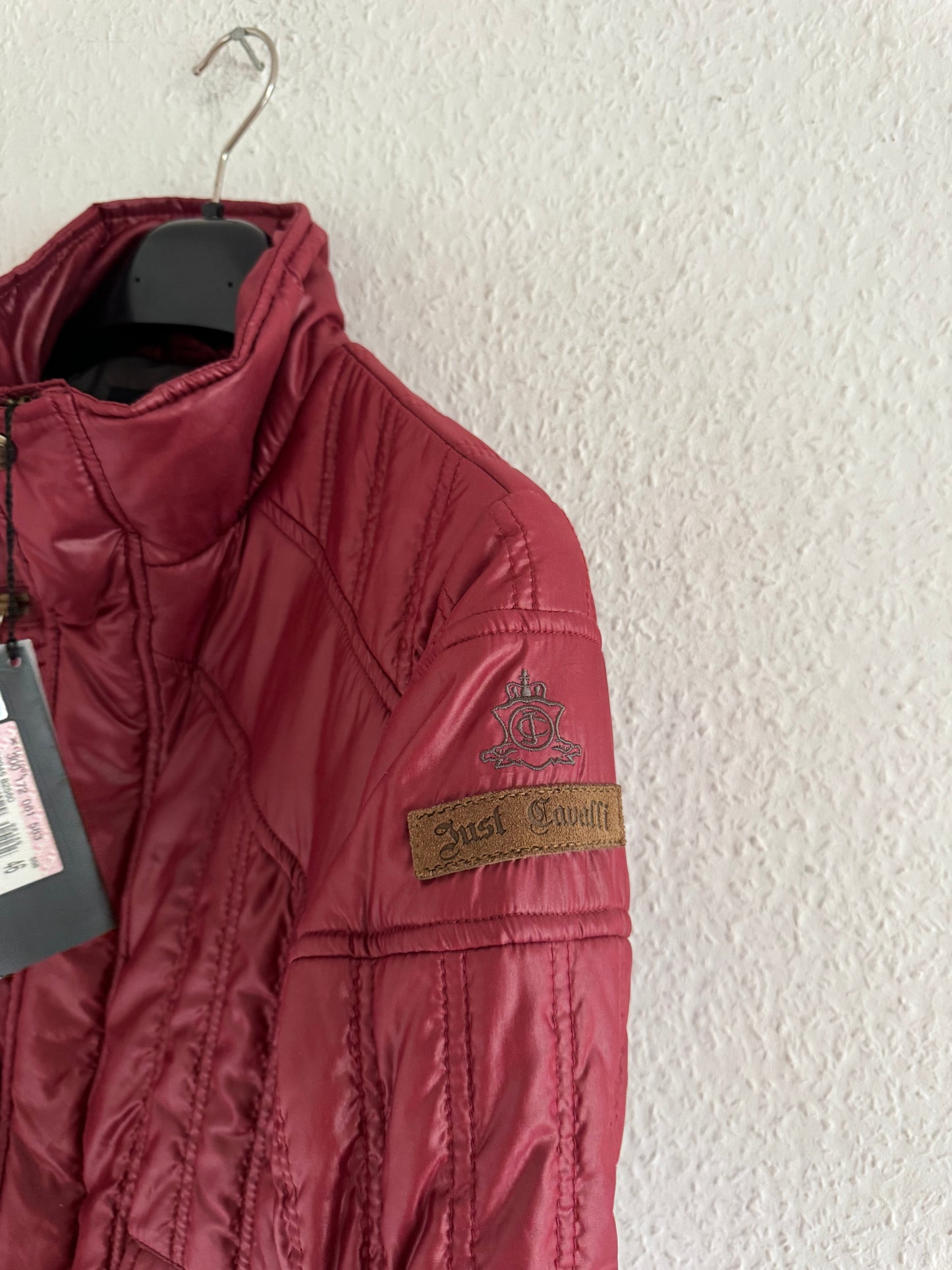 Just Cavalli Glossy Red Down Style Puffer Jacket
