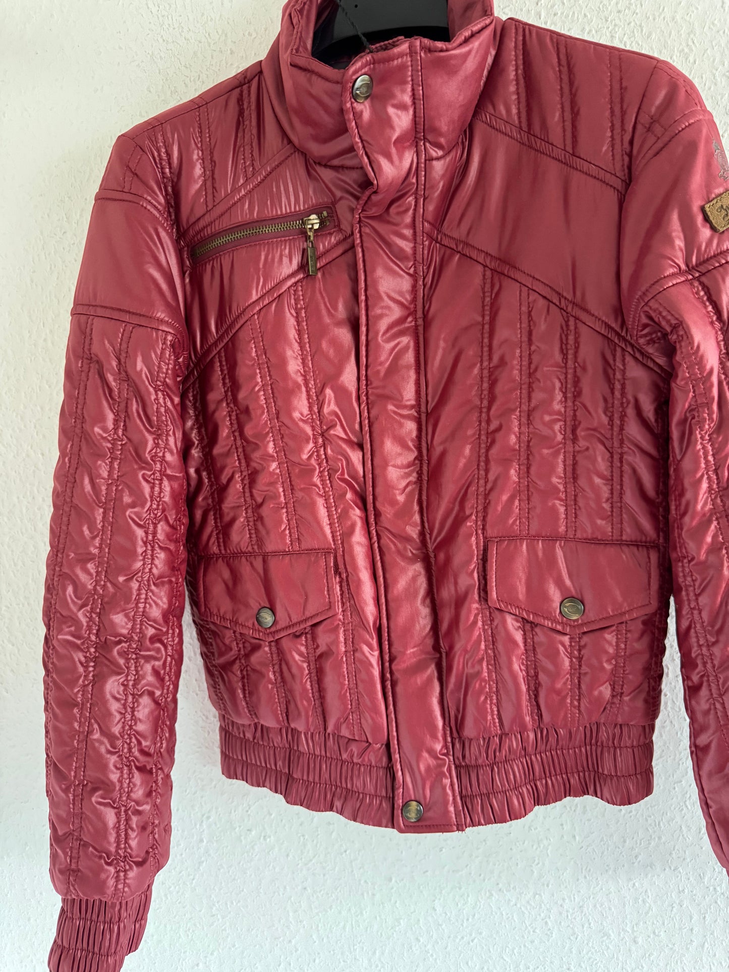 Just Cavalli Glossy Red Down Style Puffer Jacket
