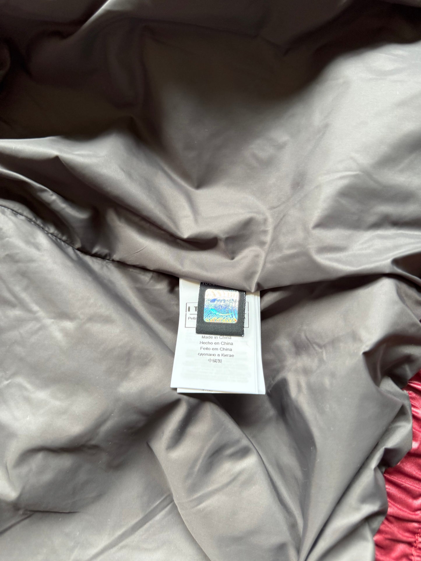 Just Cavalli Glossy Red Down Style Puffer Jacket