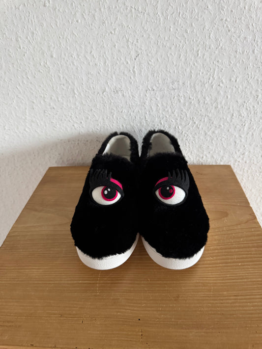 Moschino Eye Faux Fur Slippers