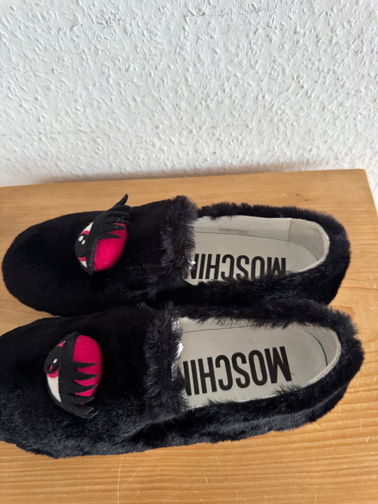 Moschino Eye Faux Fur Slippers