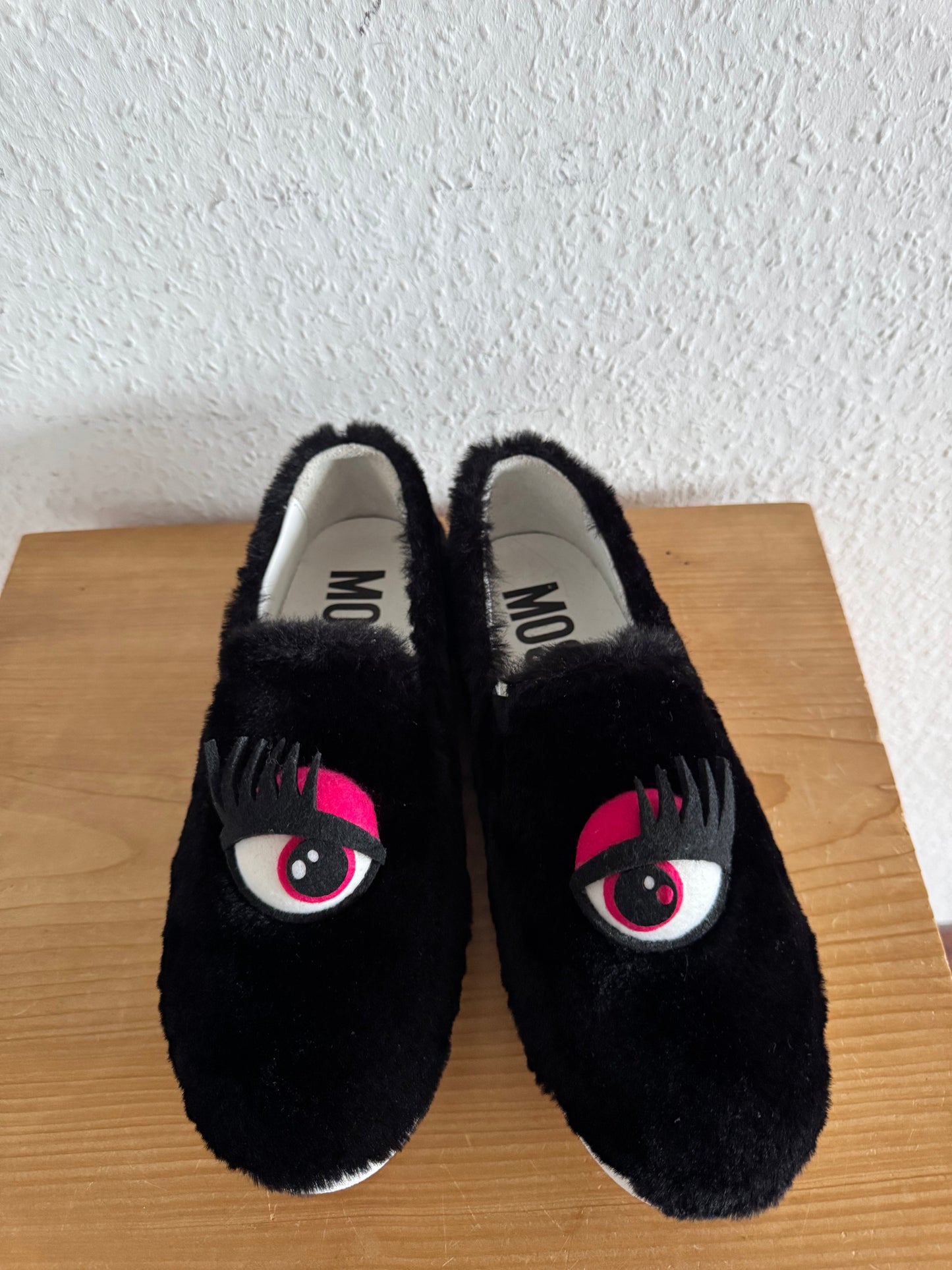 Moschino Eye Faux Fur Slippers