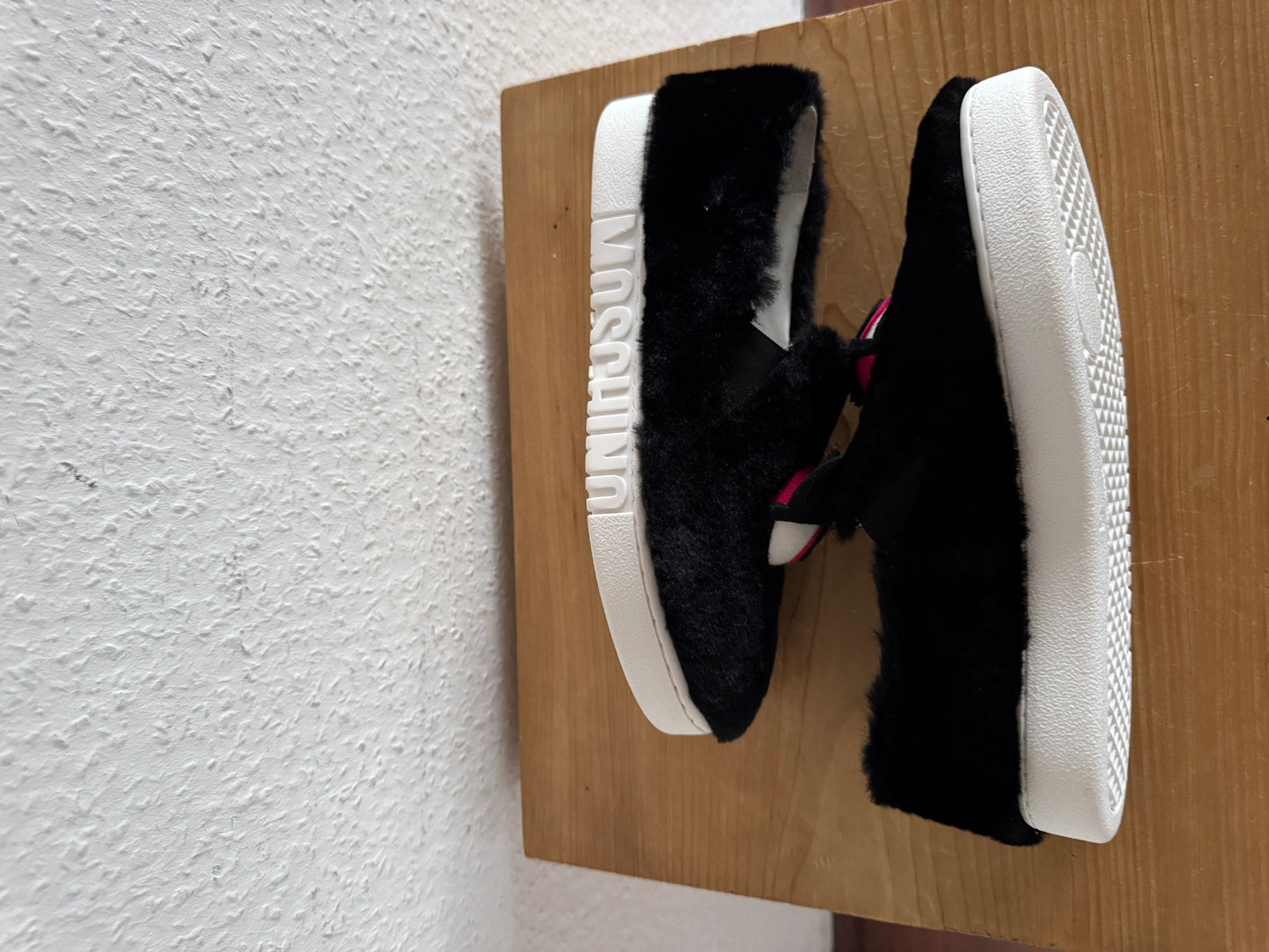 Moschino Eye Faux Fur Slippers